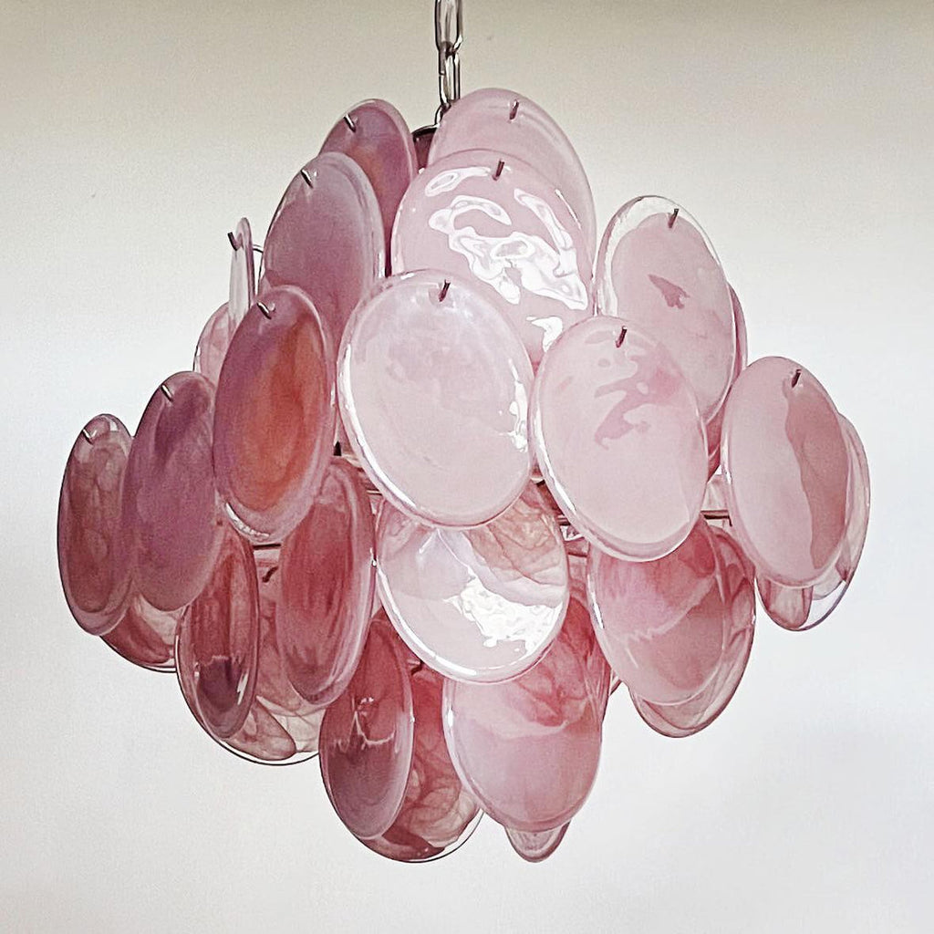 Murano Pink Disc Chandelier 36