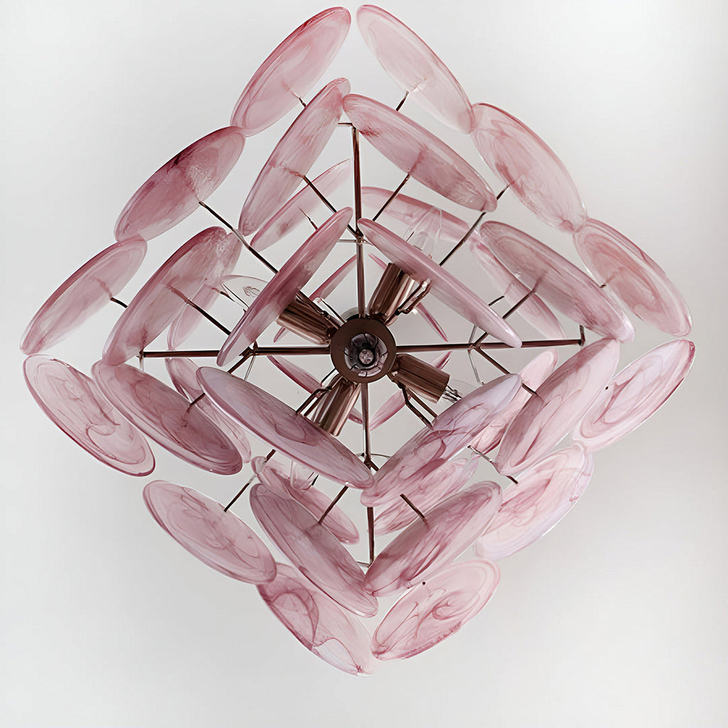 Murano Pink Disc Chandelier 36