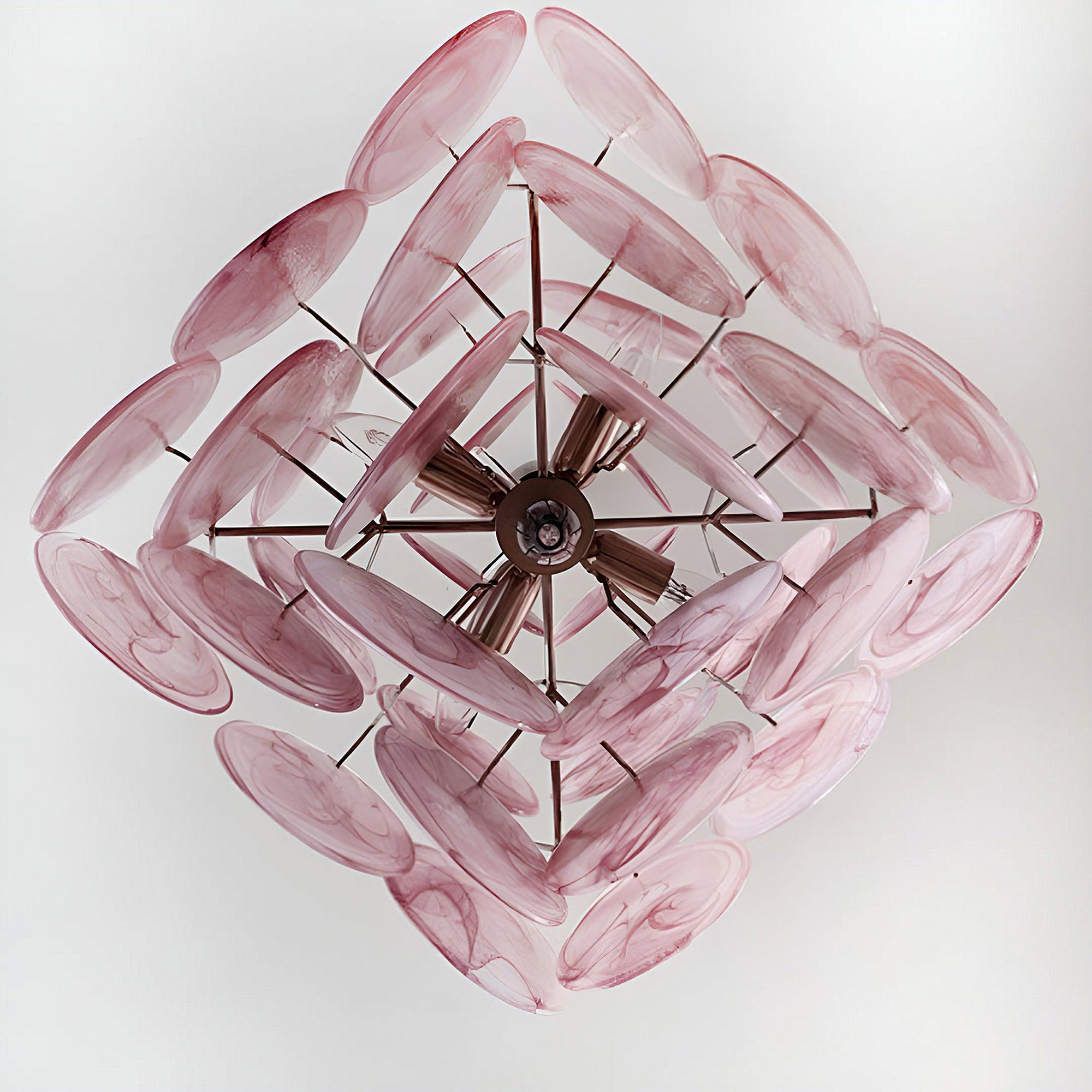 Murano Pink Disc Chandelier 36