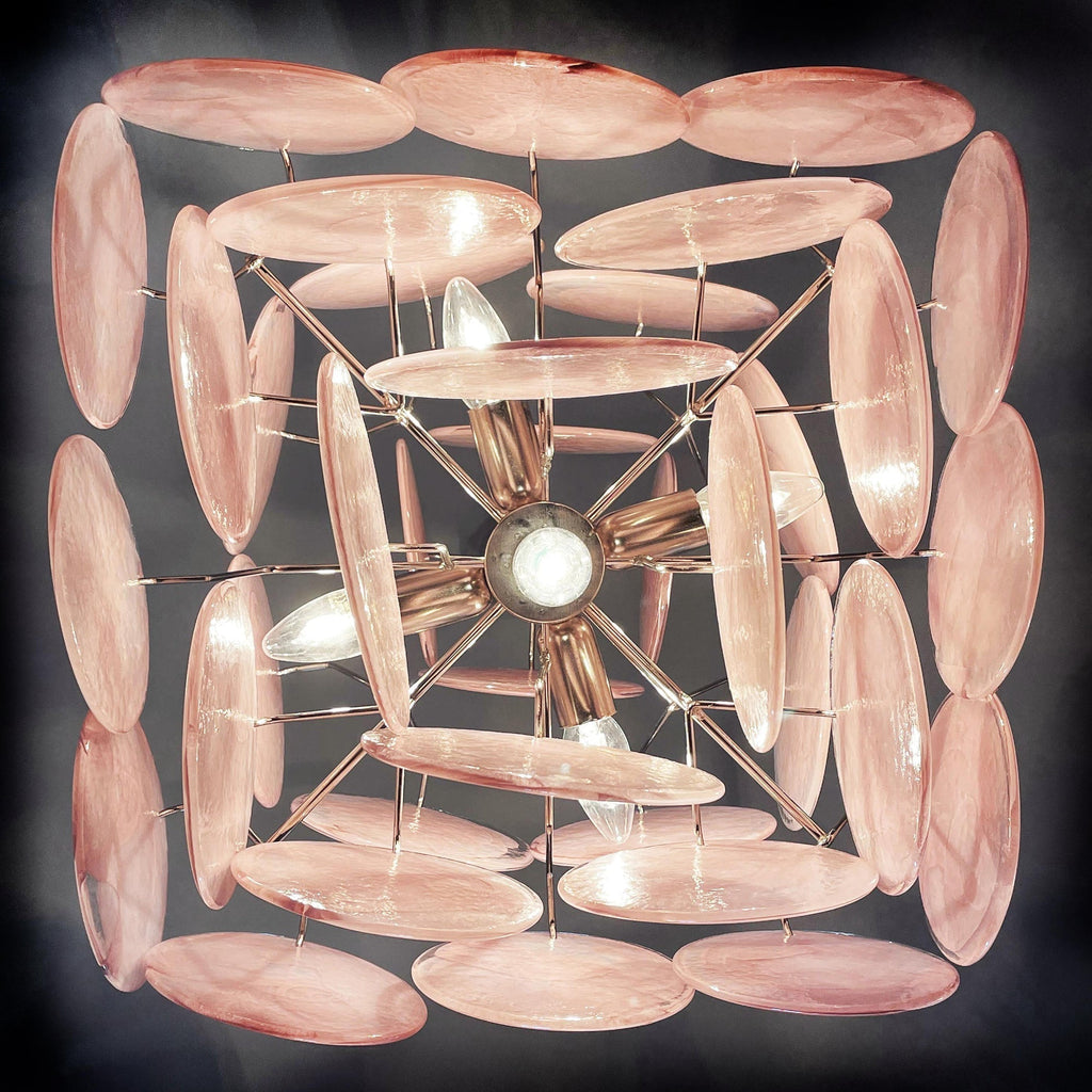 Murano Pink Disc Chandelier 36