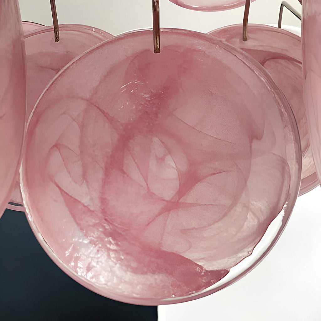 Murano Pink Disc Chandelier 36