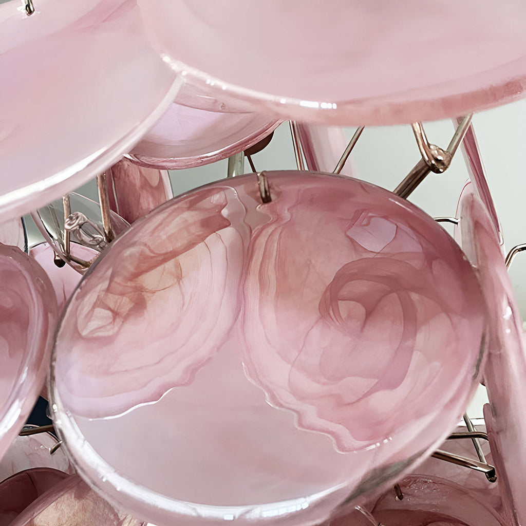 Murano Pink Disc Chandelier 36