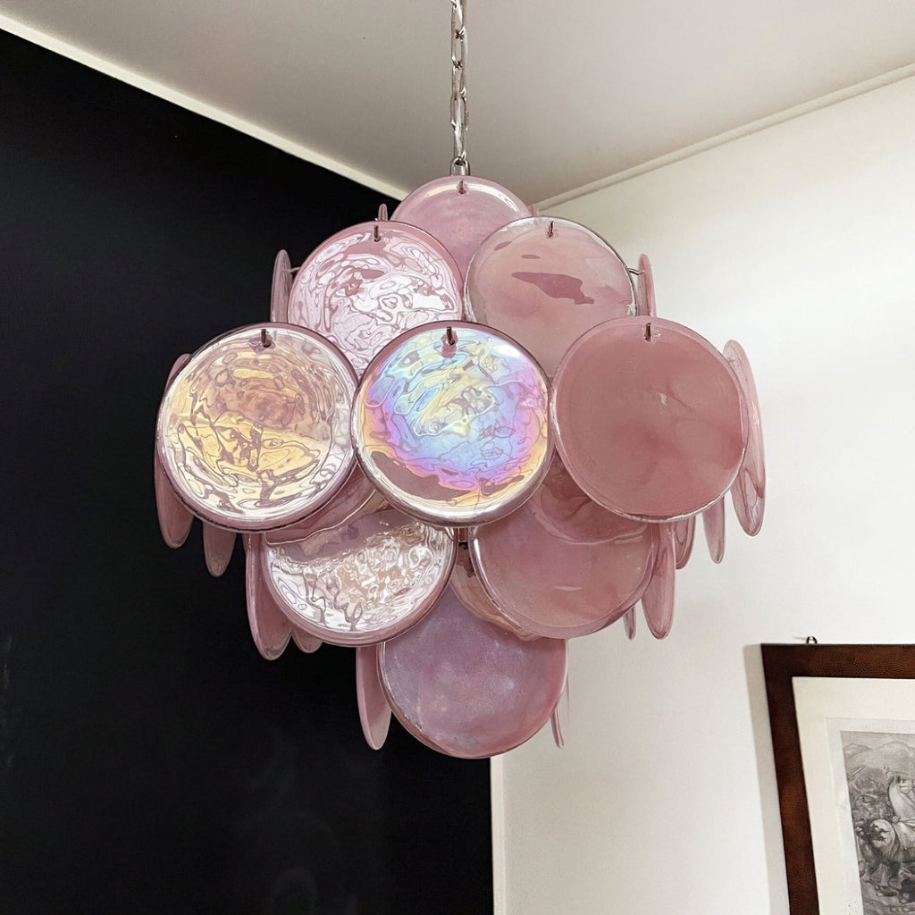 Murano Pink Disc Chandelier 36