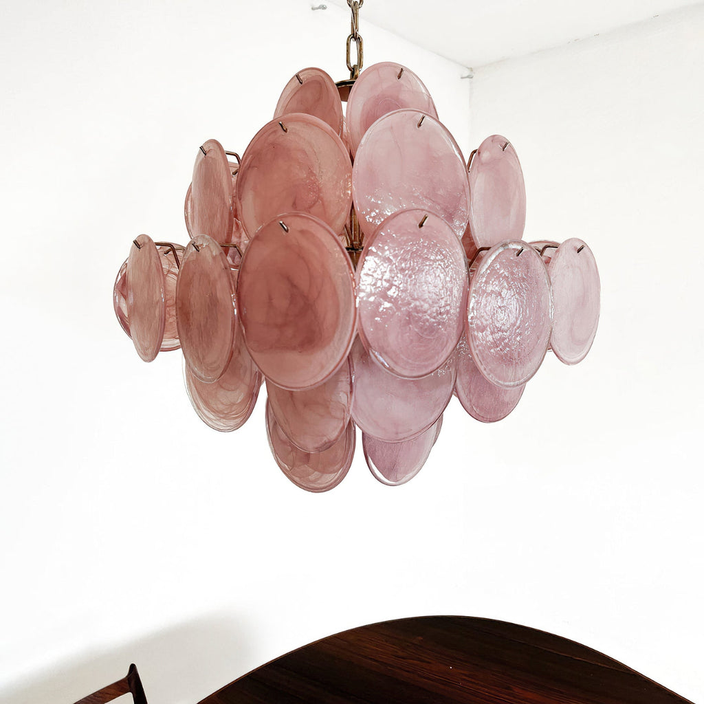Murano Pink Disc Chandelier 36