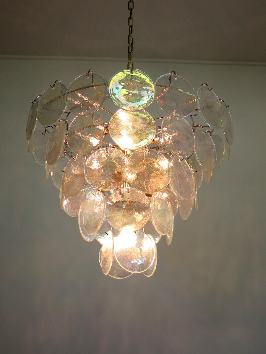 Murano Iridescent Grit Disc Chandelier 57