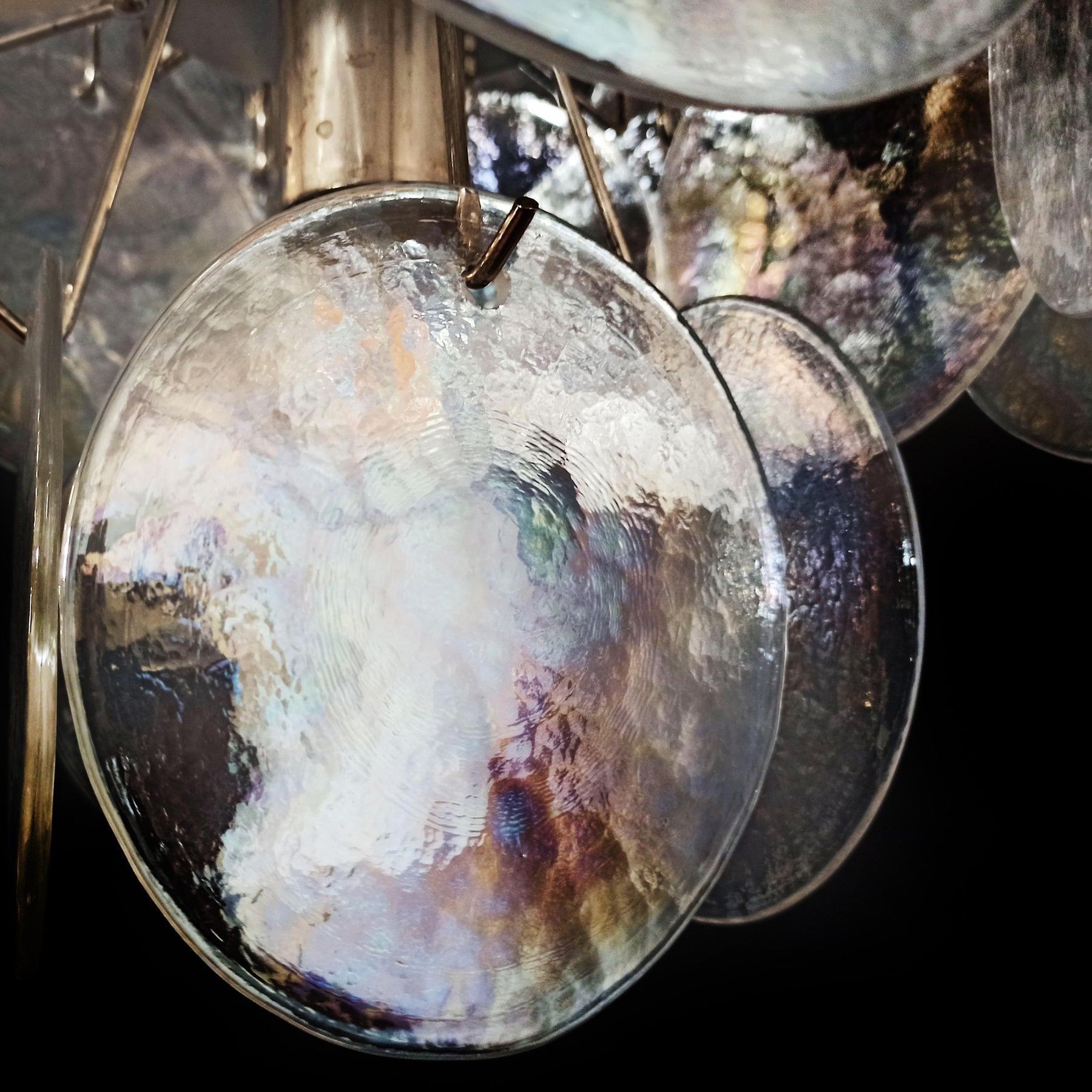 Murano Iridescent Grit Disc Chandelier 57