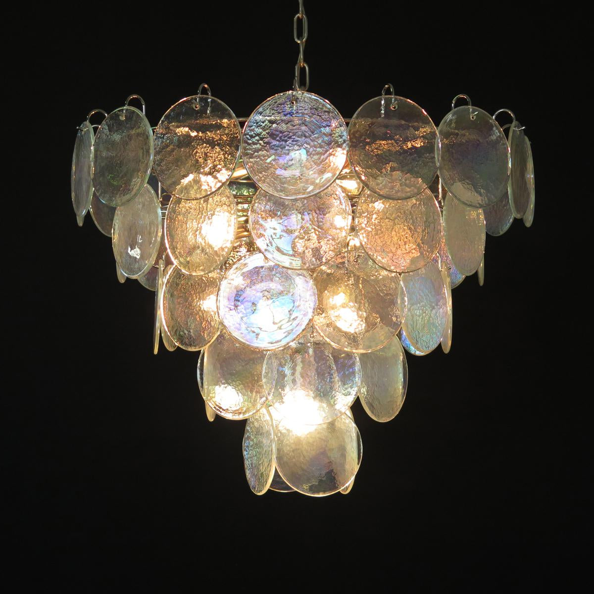 Murano Iridescent Grit Disc Chandelier 57