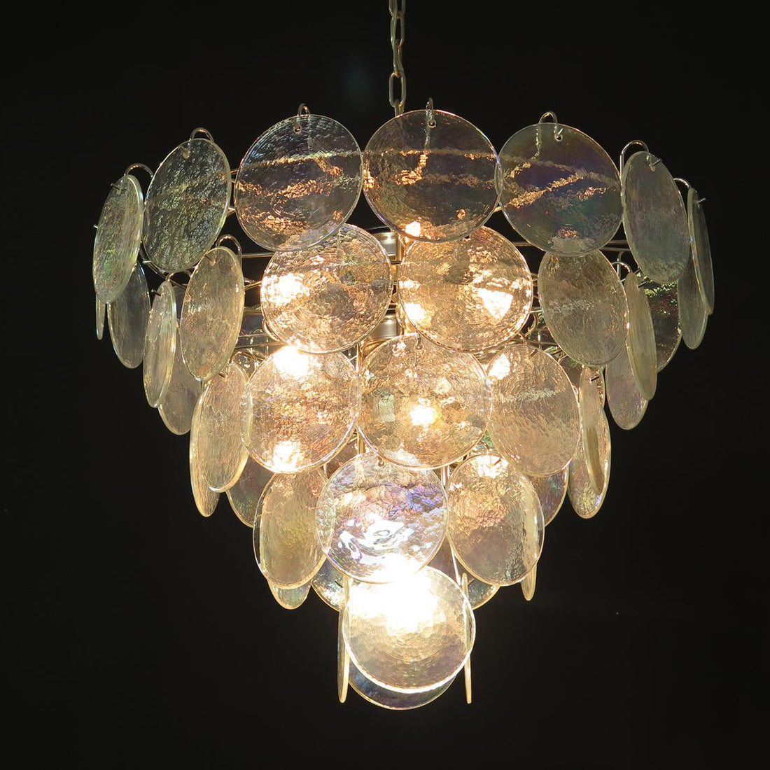 Murano Iridescent Grit Disc Chandelier 57