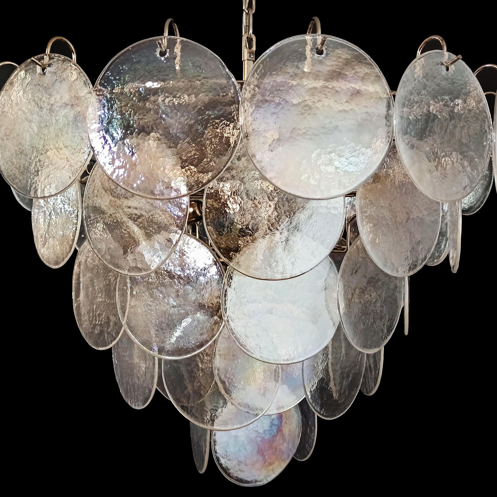 Murano Iridescent Grit Disc Chandelier 57