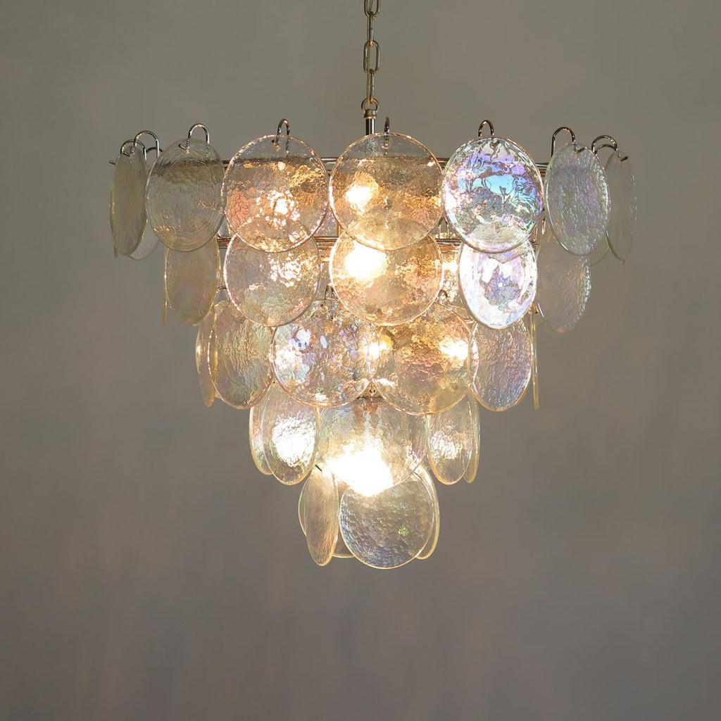 Murano Iridescent Grit Disc Chandelier 57