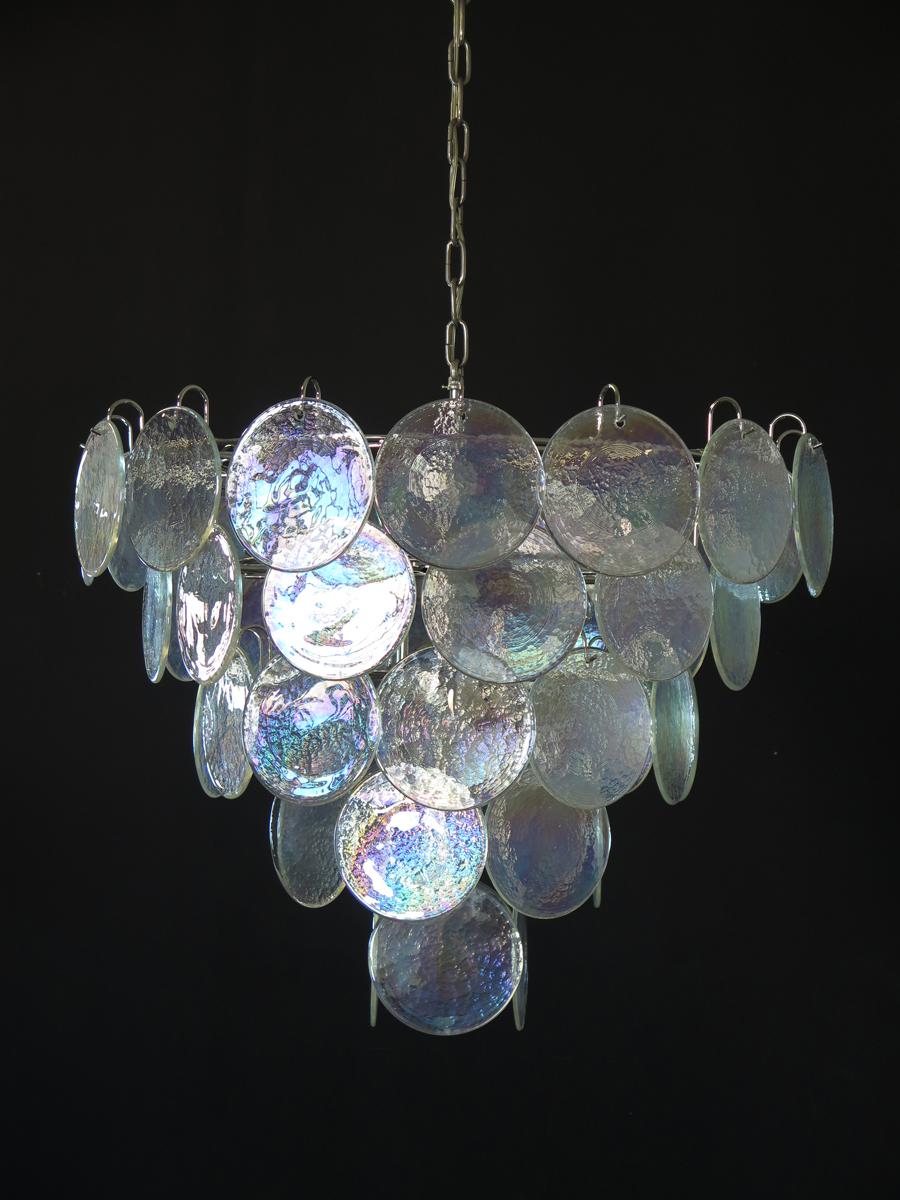 Murano Iridescent Grit Disc Chandelier 57