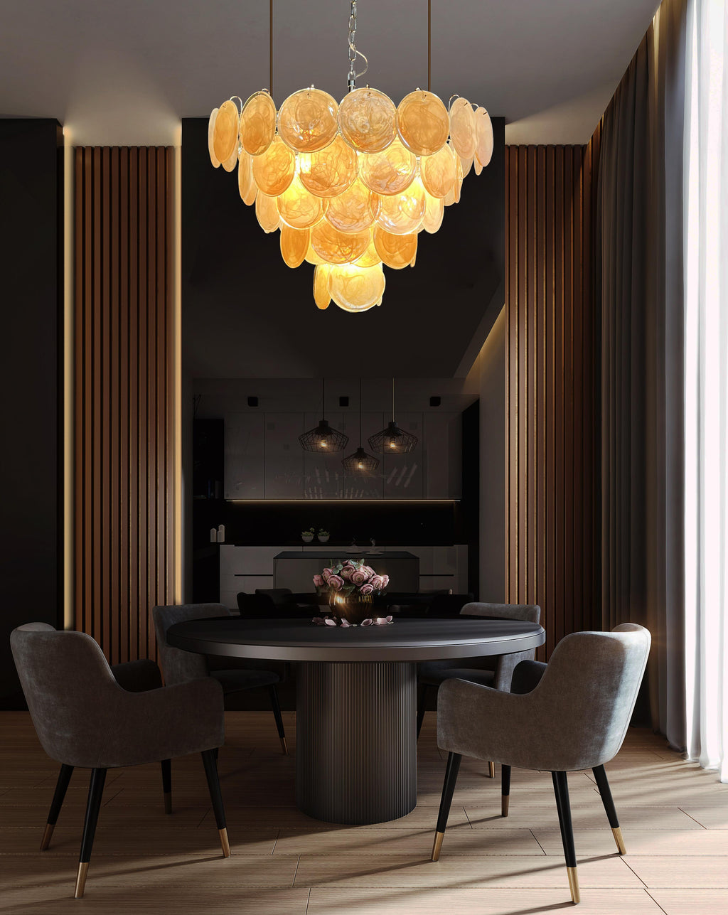 Murano Gold Disc Chandelier 57