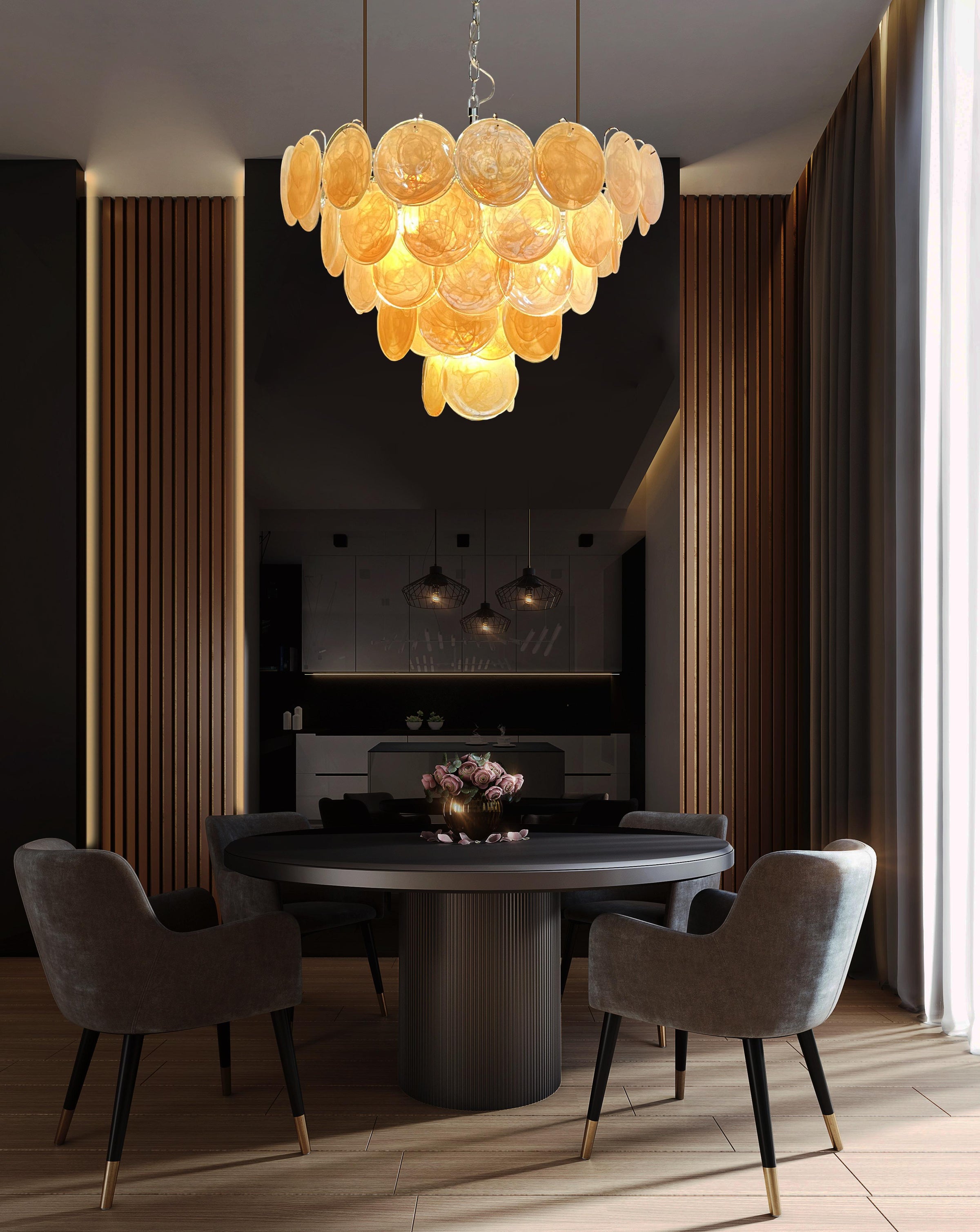 Murano Gold Disc Chandelier 57