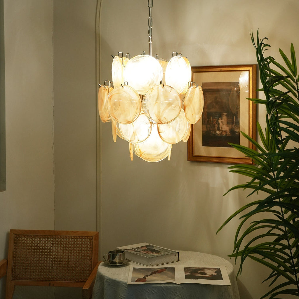 Murano Gold Disc Chandelier 24