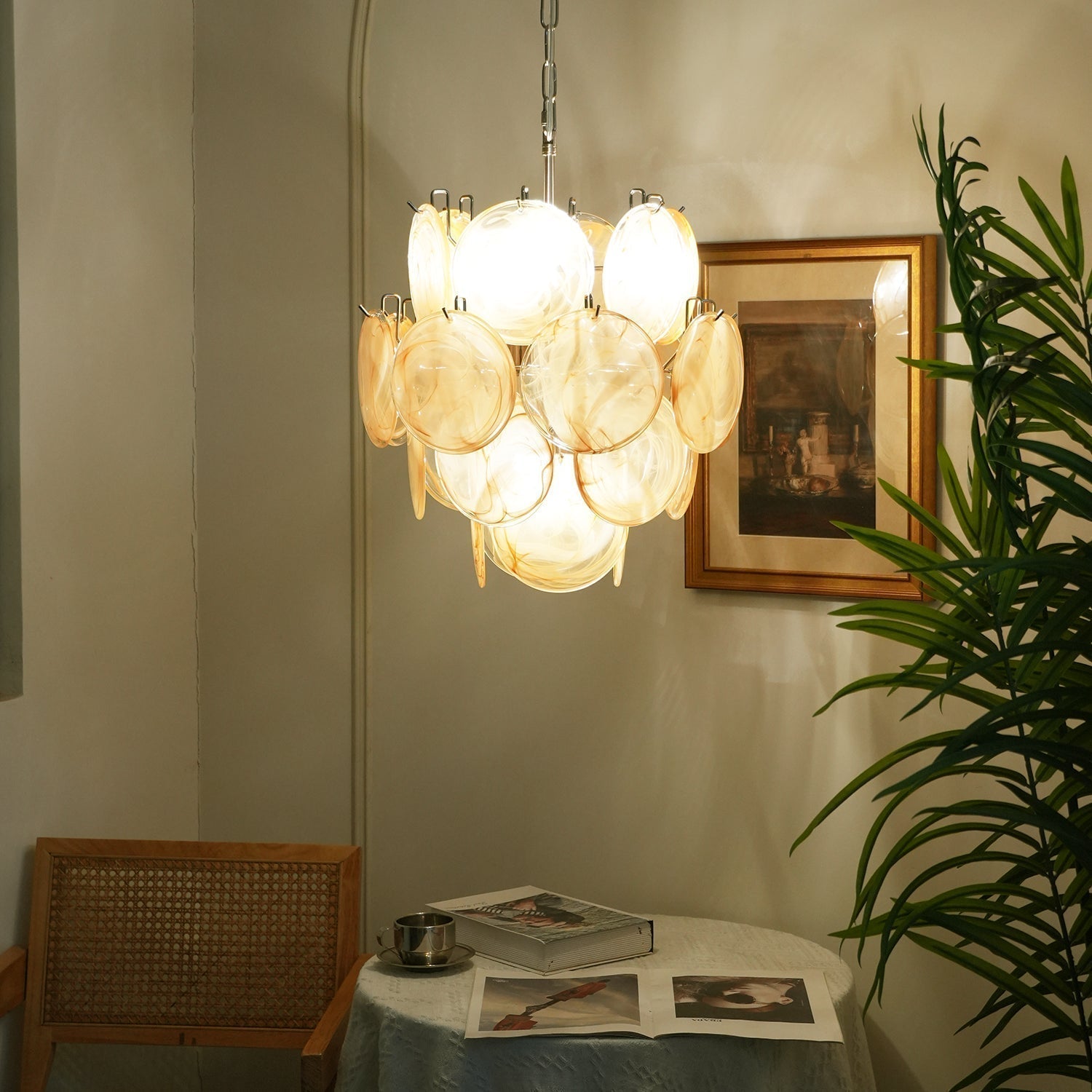 Murano Gold Disc Chandelier 24