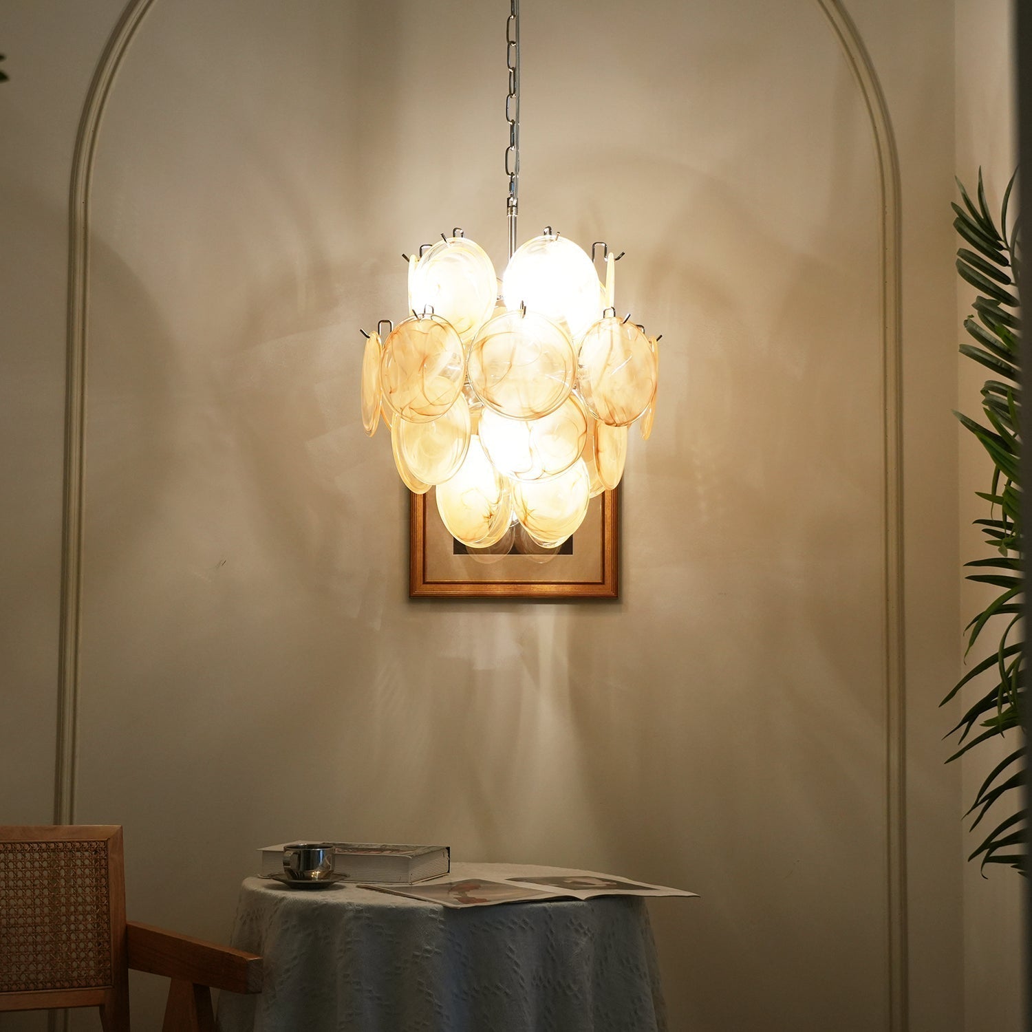 Murano Gold Disc Chandelier 24