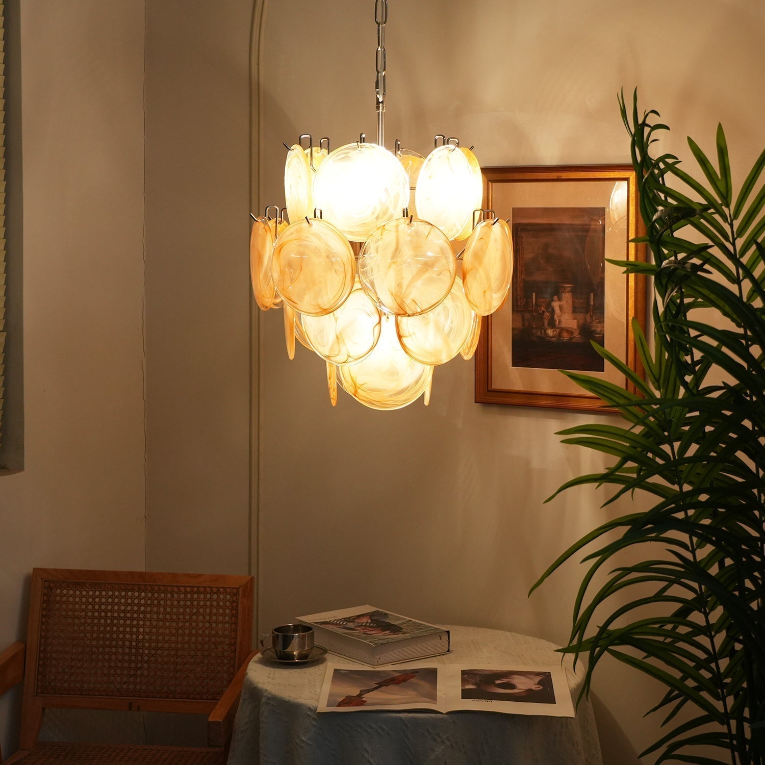 Murano Gold Disc Chandelier 24