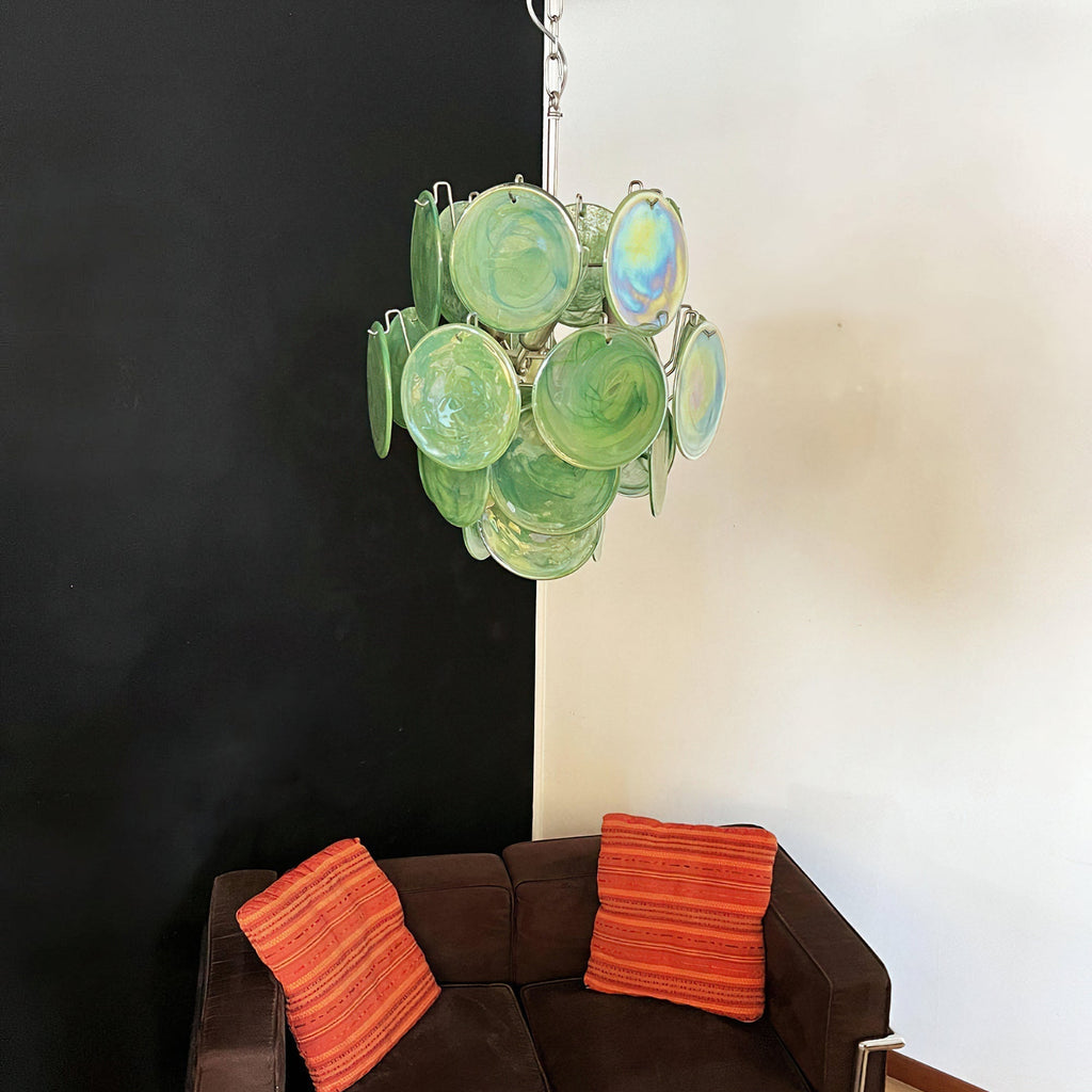 Murano Green Disc Chandelier 24