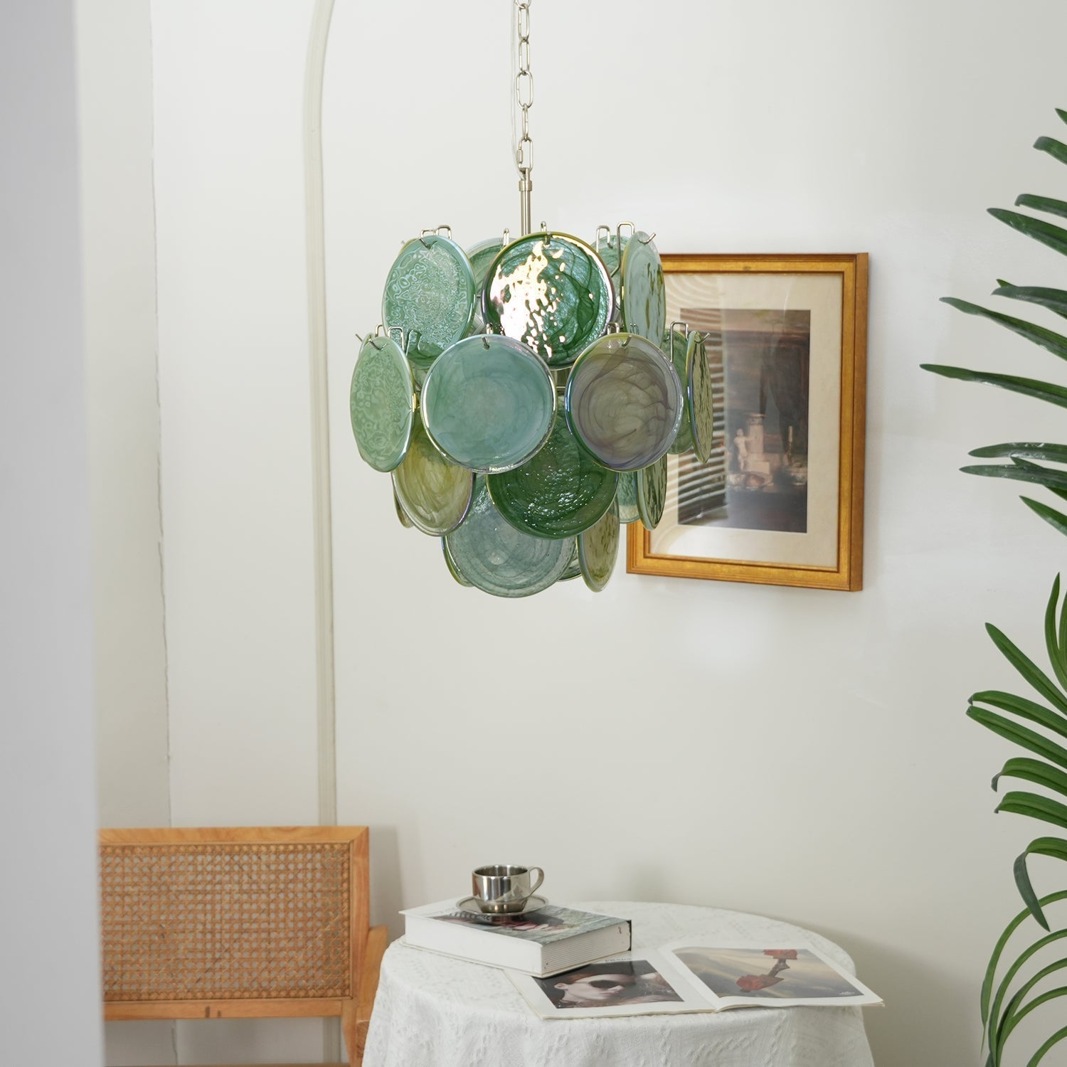 Murano Green Disc Chandelier 24