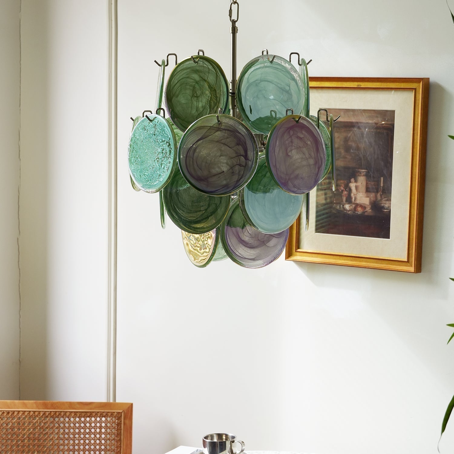 Murano Green Disc Chandelier 24