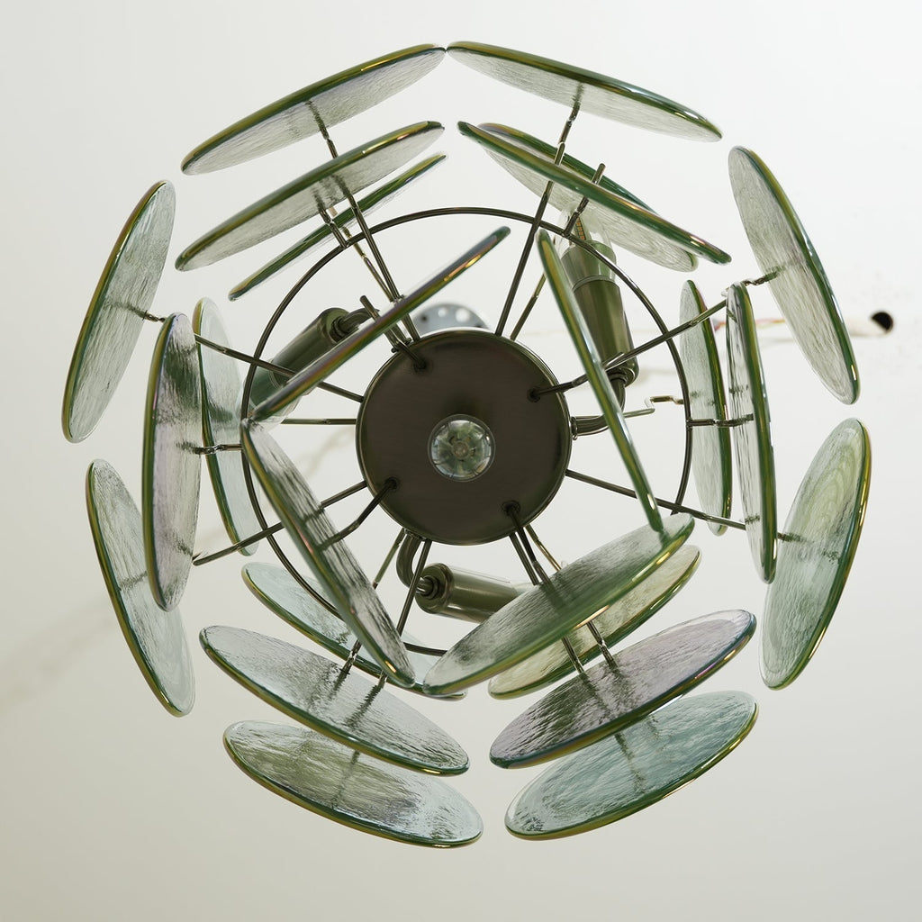 Murano Green Disc Chandelier 24