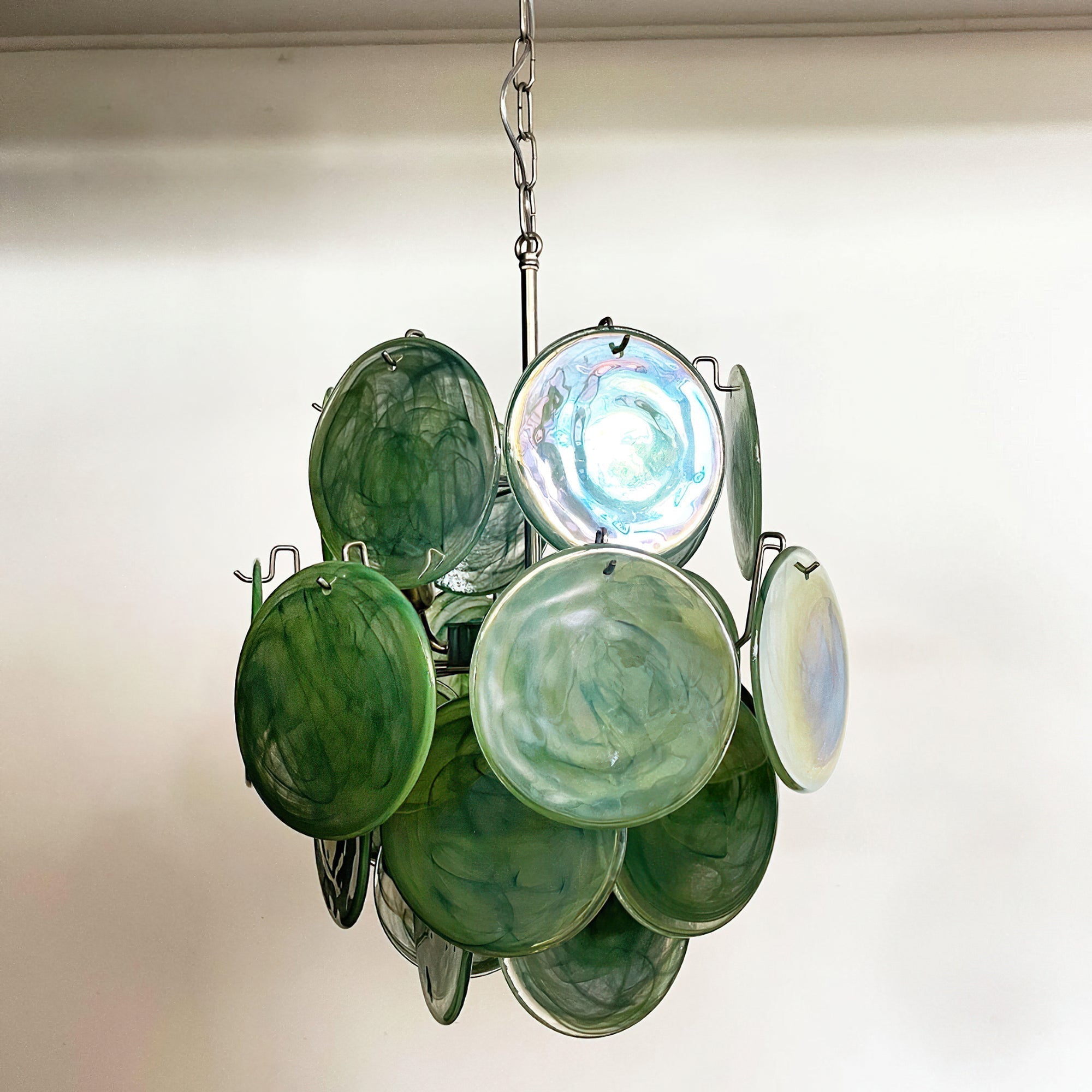 Murano Green Disc Chandelier 24