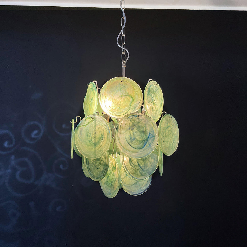 Murano Green Disc Chandelier 24