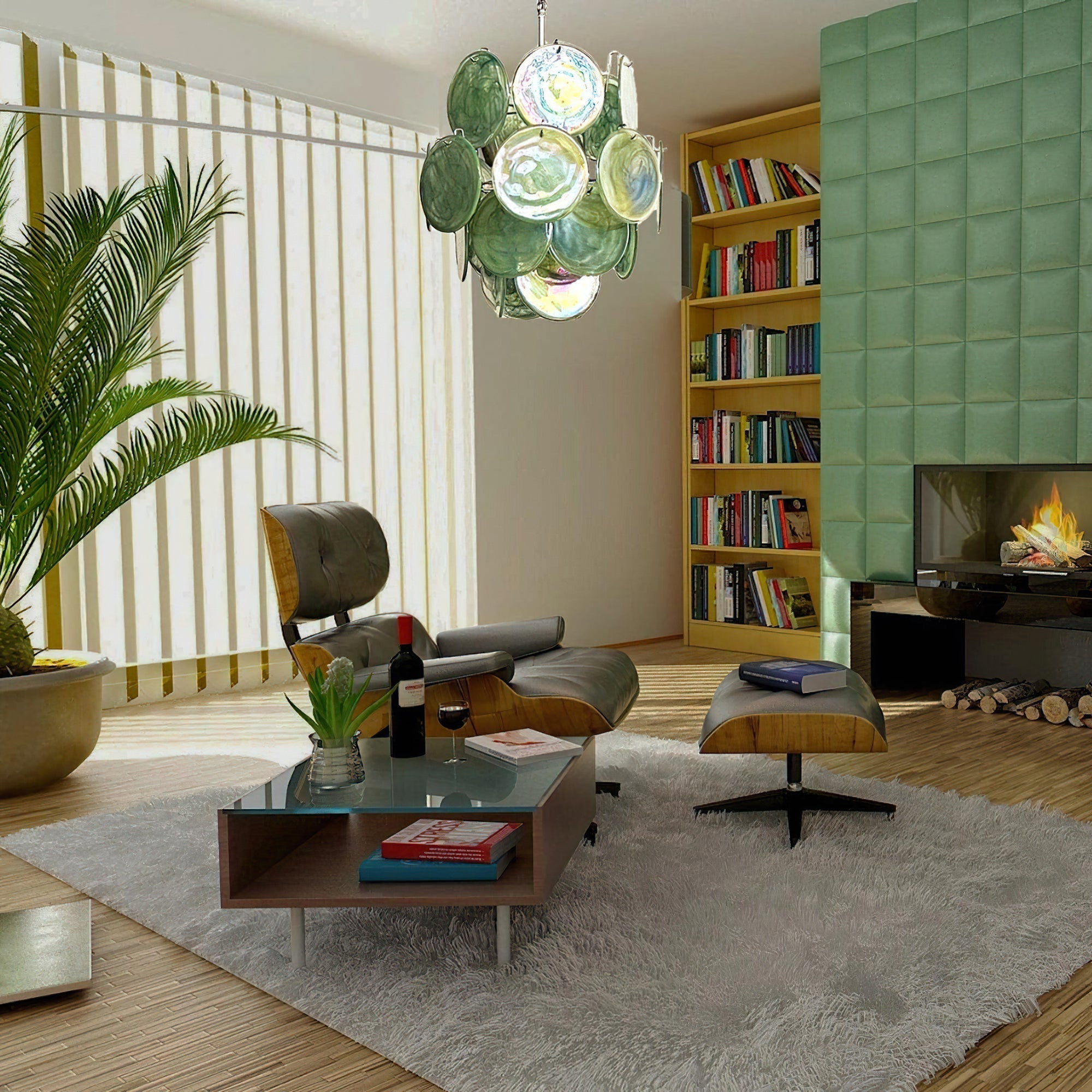 Murano Green Disc Chandelier 24