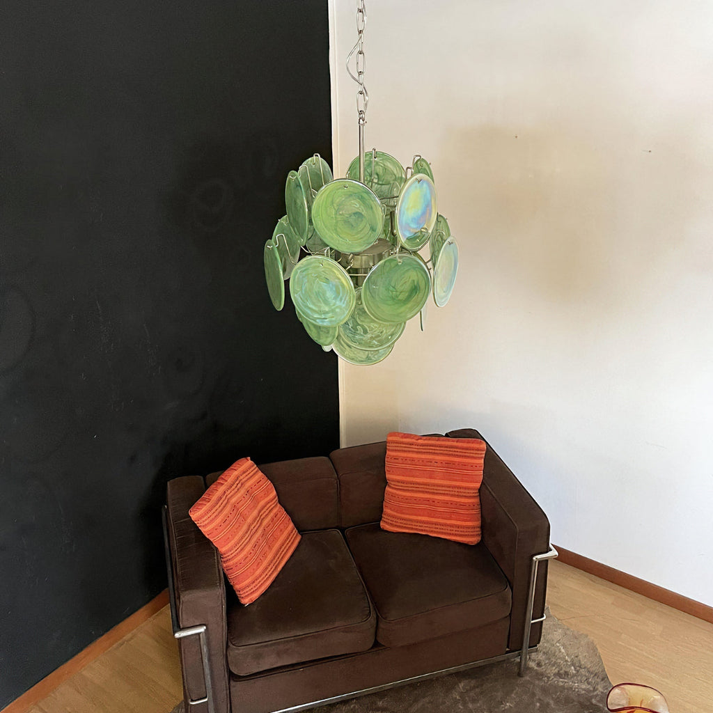 Murano Green Disc Chandelier 24