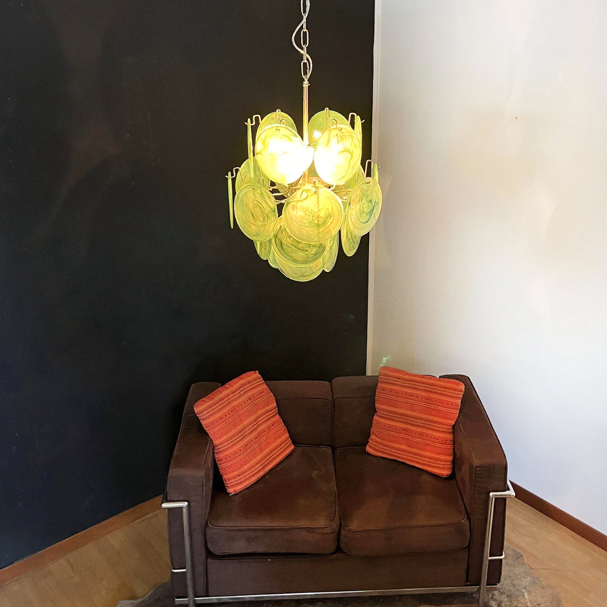 Murano Green Disc Chandelier 24