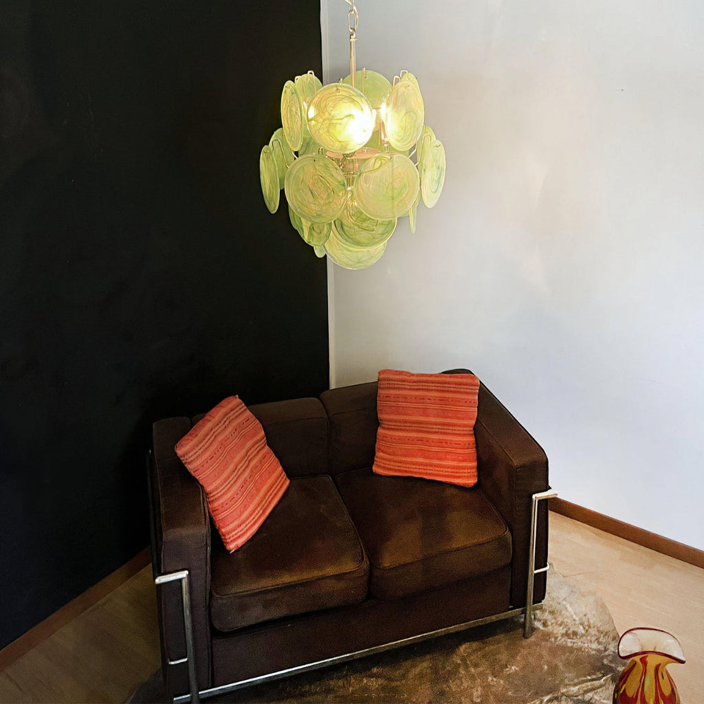 Murano Green Disc Chandelier 24