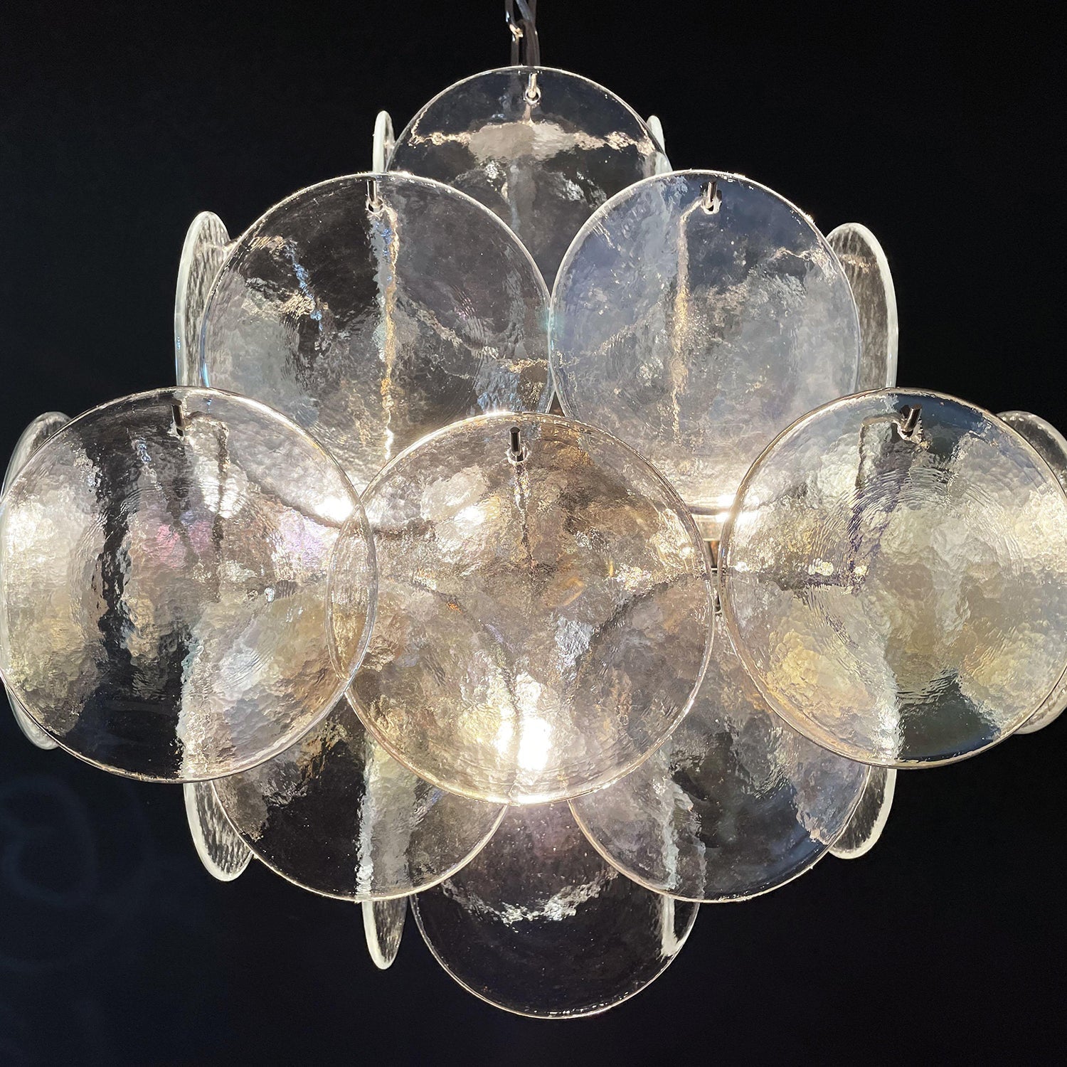 Murano Iridescent Grit Disc Chandelier 36