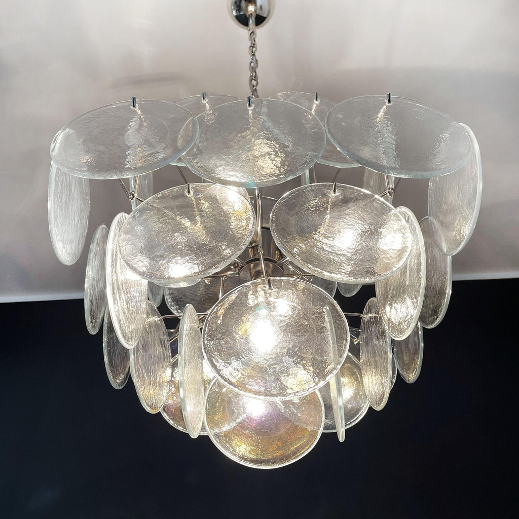Murano Iridescent Grit Disc Chandelier 36