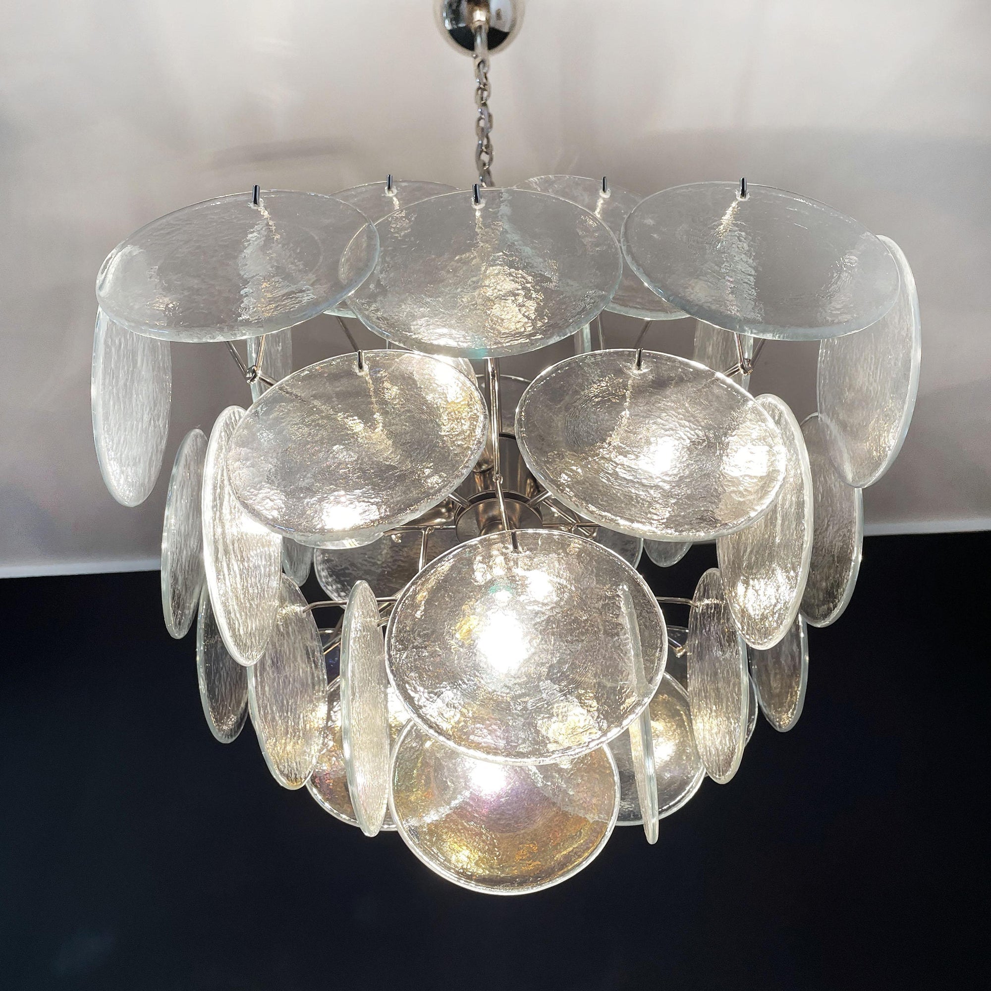 Murano Iridescent Grit Disc Chandelier 36