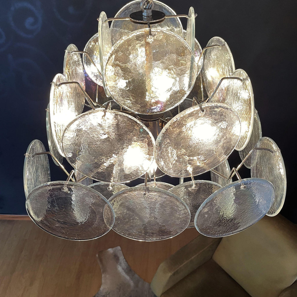 Murano Iridescent Grit Disc Chandelier 36