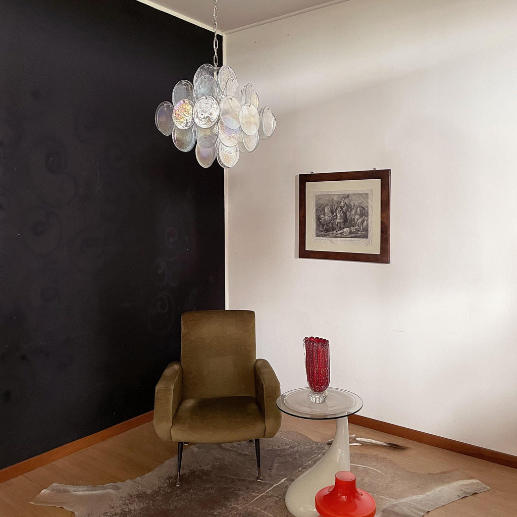 Murano Iridescent Grit Disc Chandelier 36