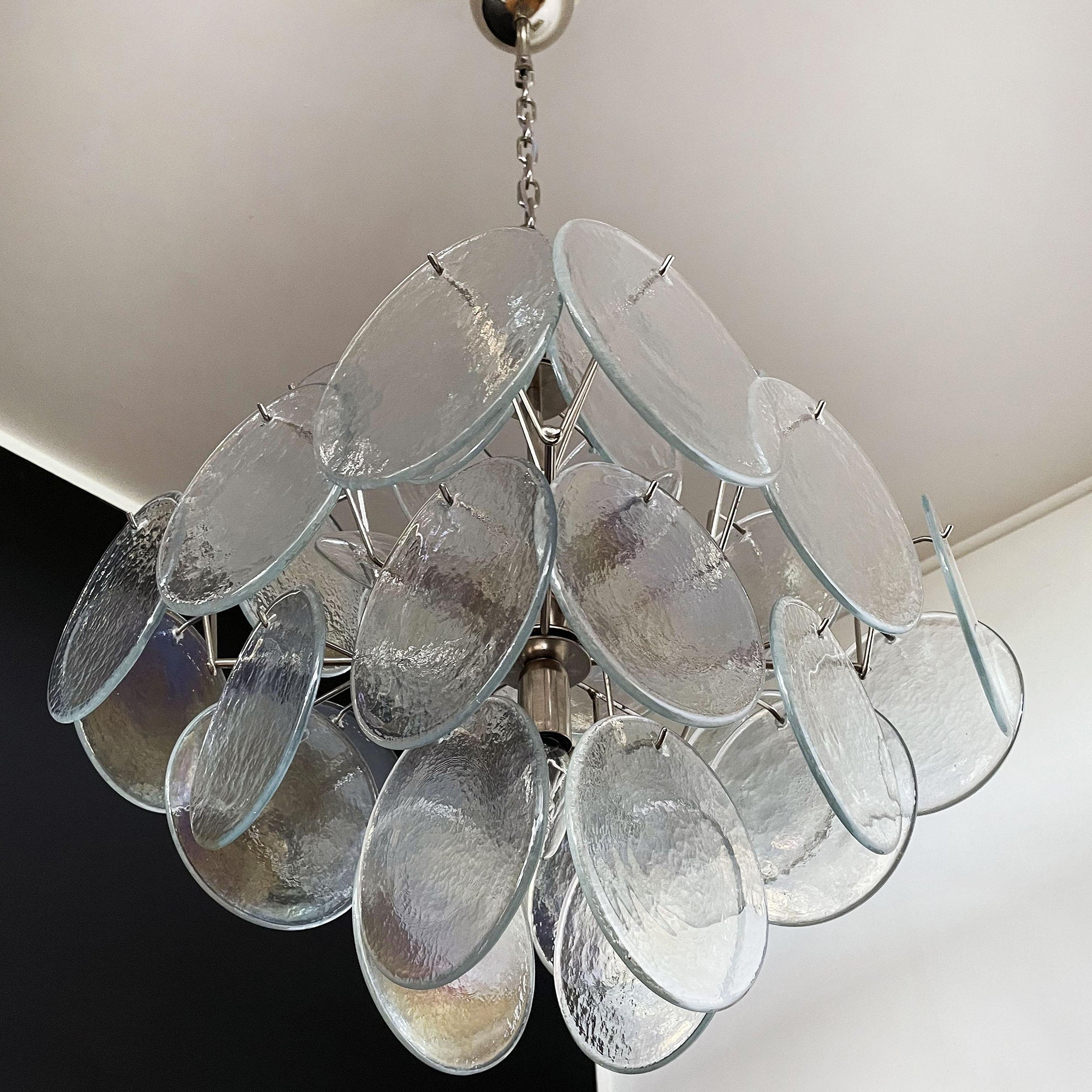 Murano Iridescent Grit Disc Chandelier 36
