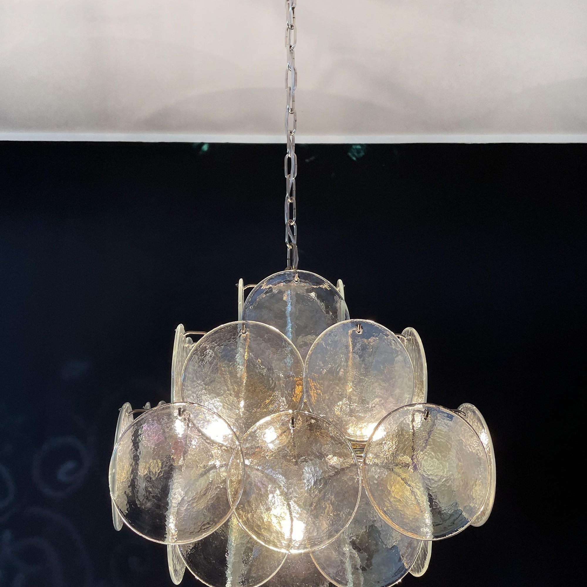 Murano Iridescent Grit Disc Chandelier 36