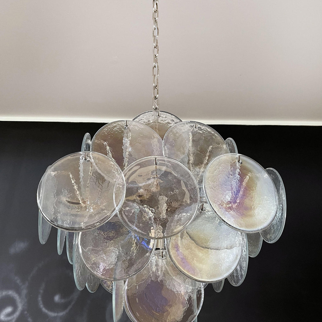 Murano Iridescent Grit Disc Chandelier 36