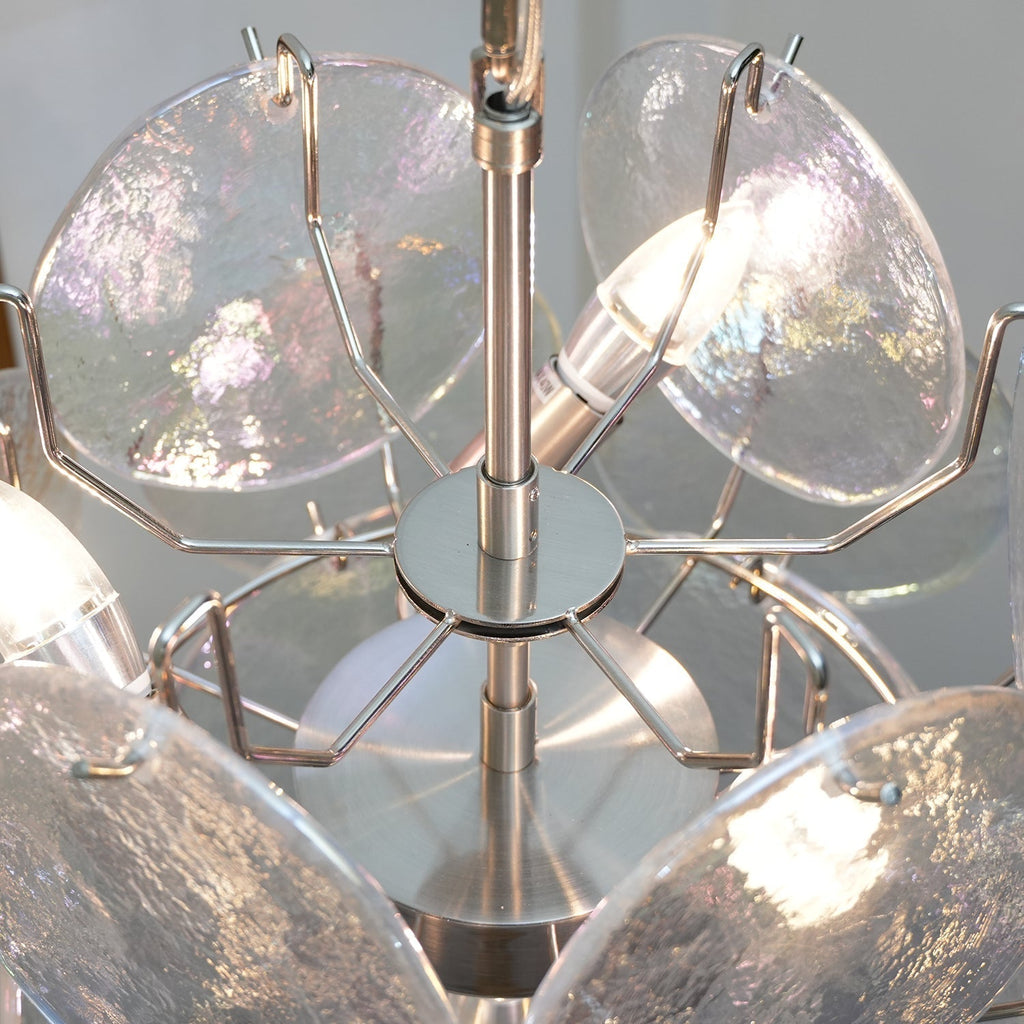 Murano Iridescent Grit Disc Chandelier 24