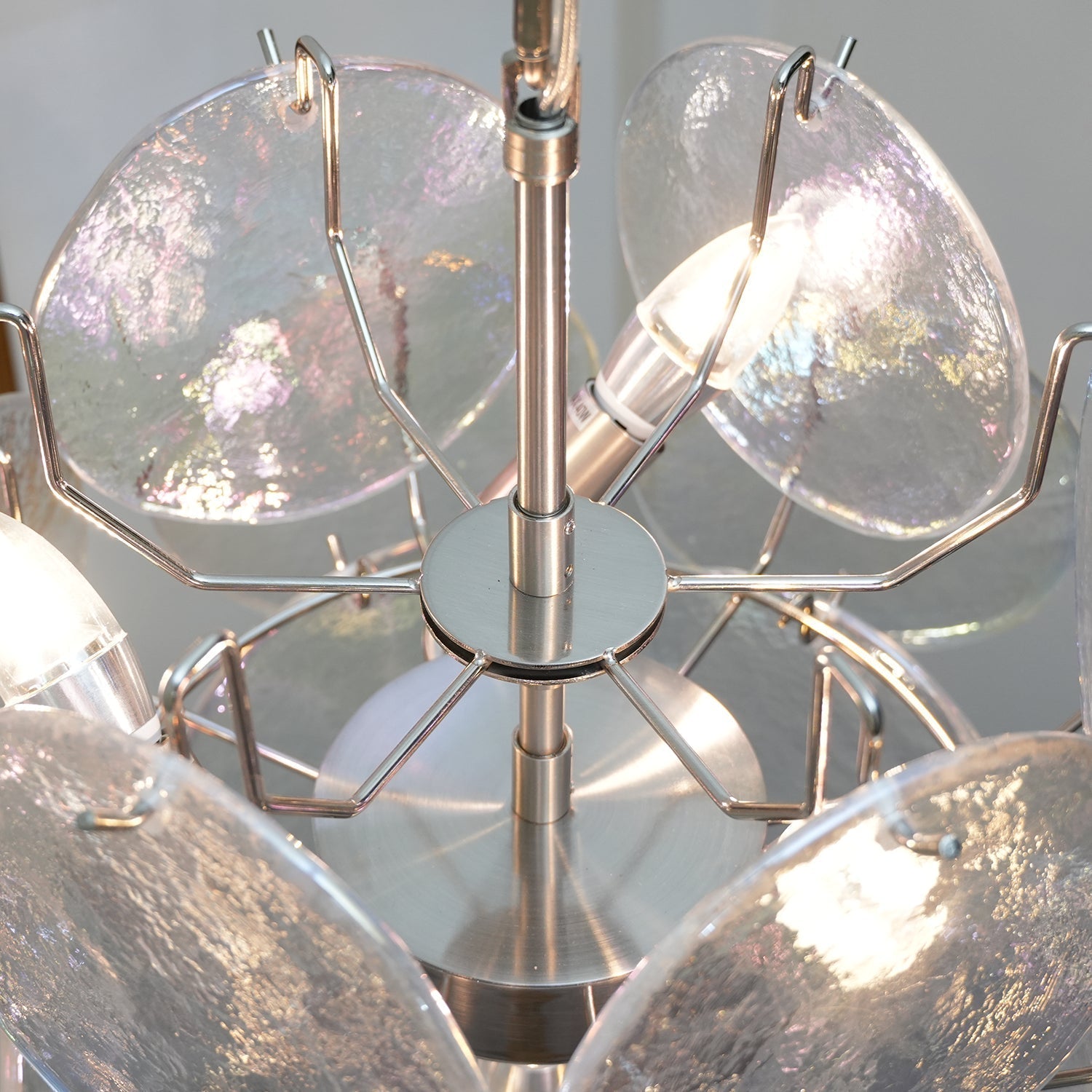 Murano Iridescent Grit Disc Chandelier 24