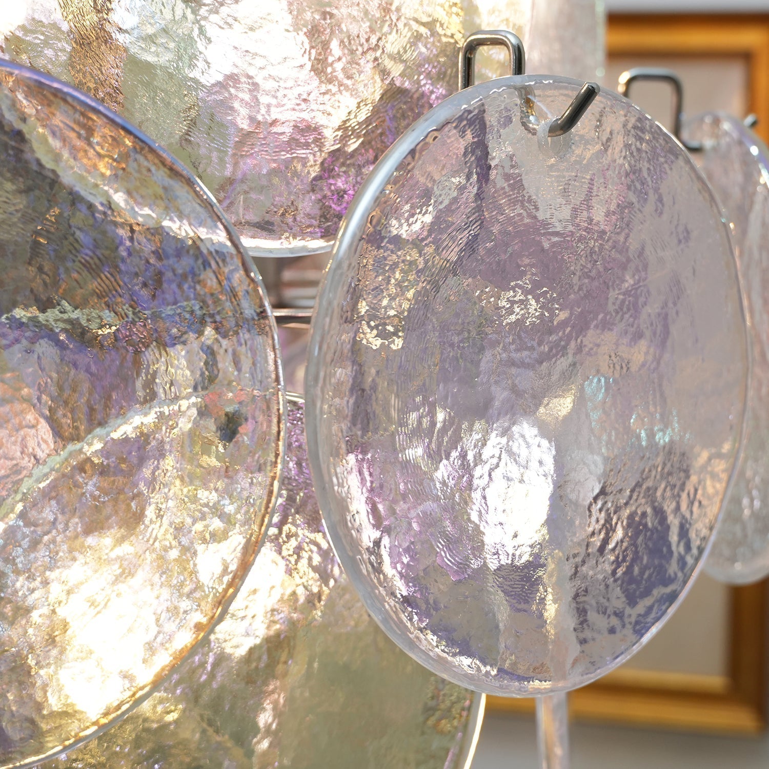 Murano Iridescent Grit Disc Chandelier 24