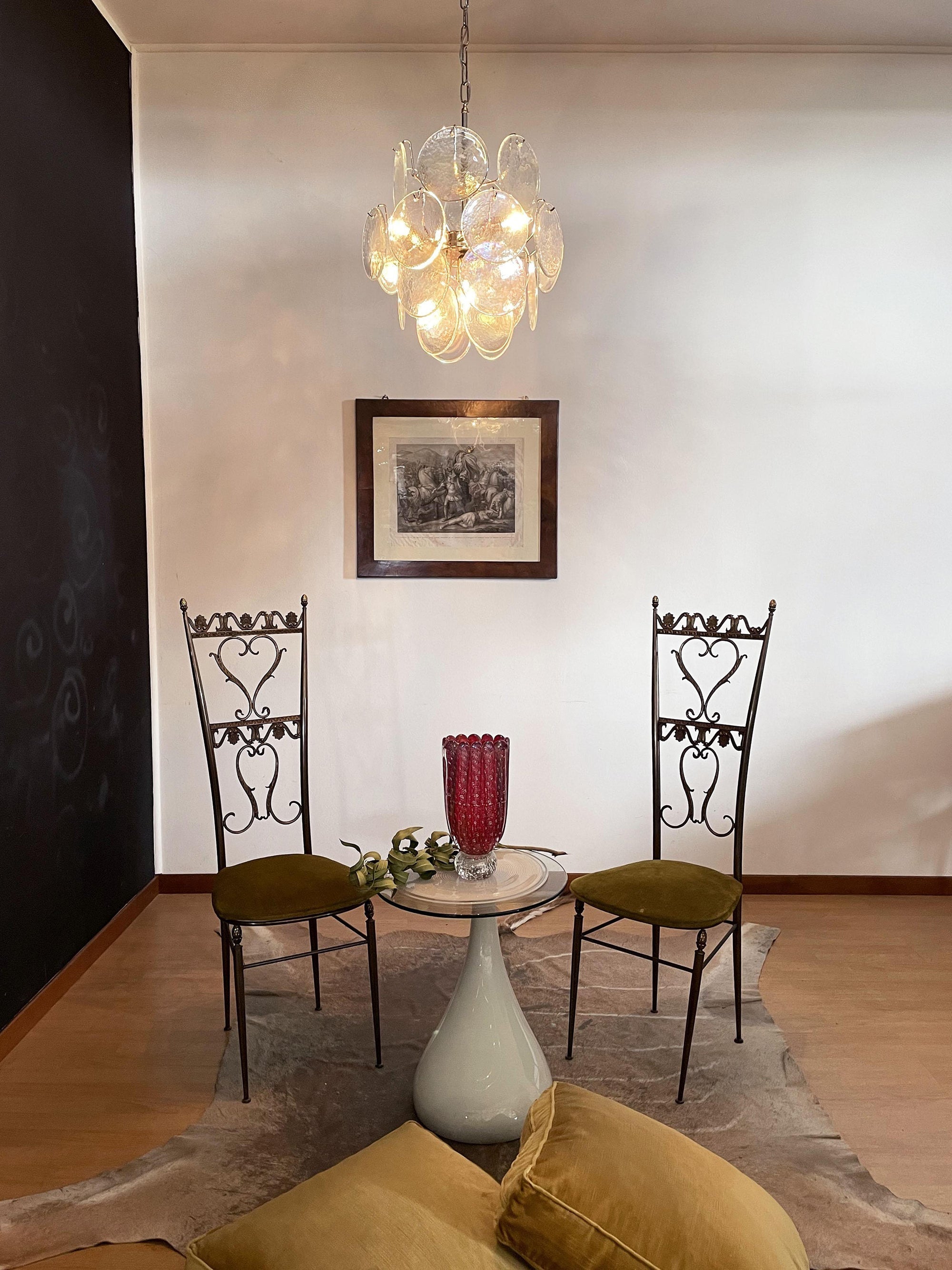 Murano Iridescent Grit Disc Chandelier 24