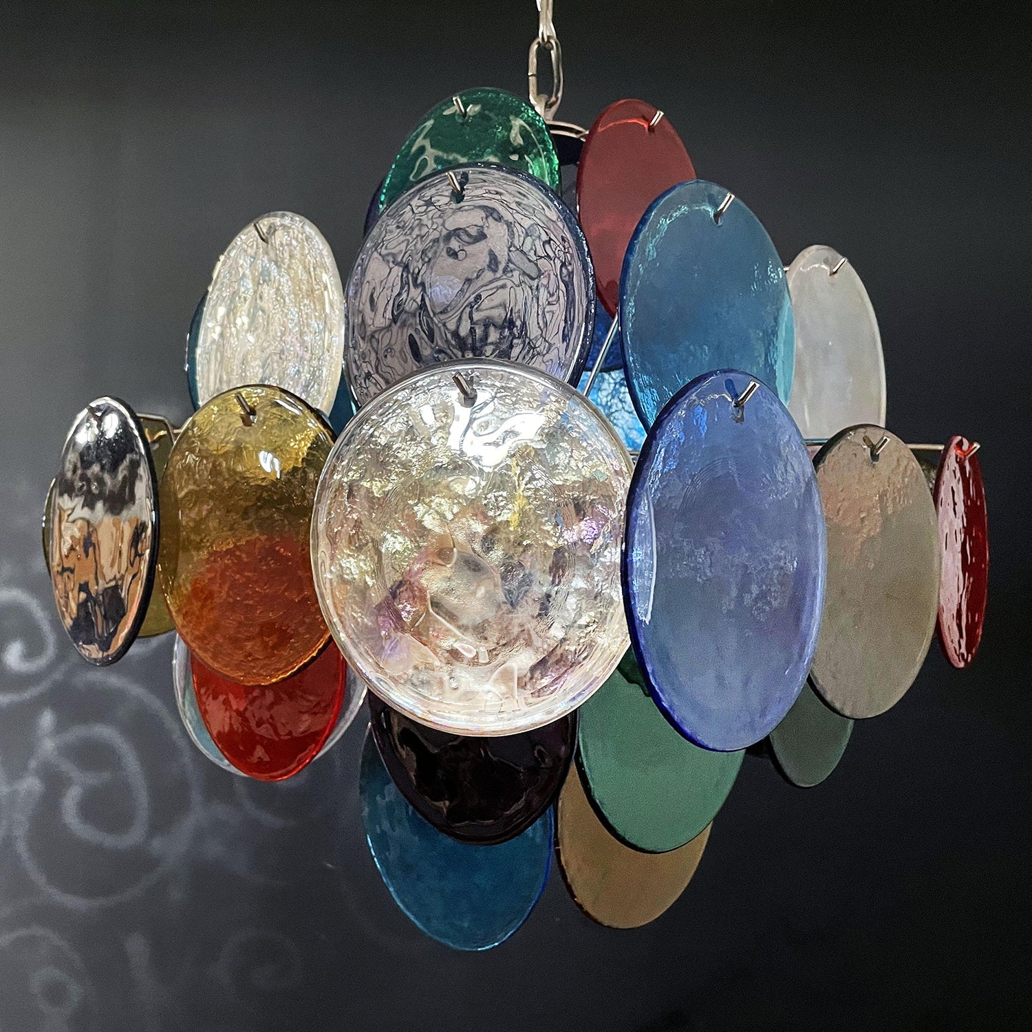 Murano Multicolored Disc Chandelier 36