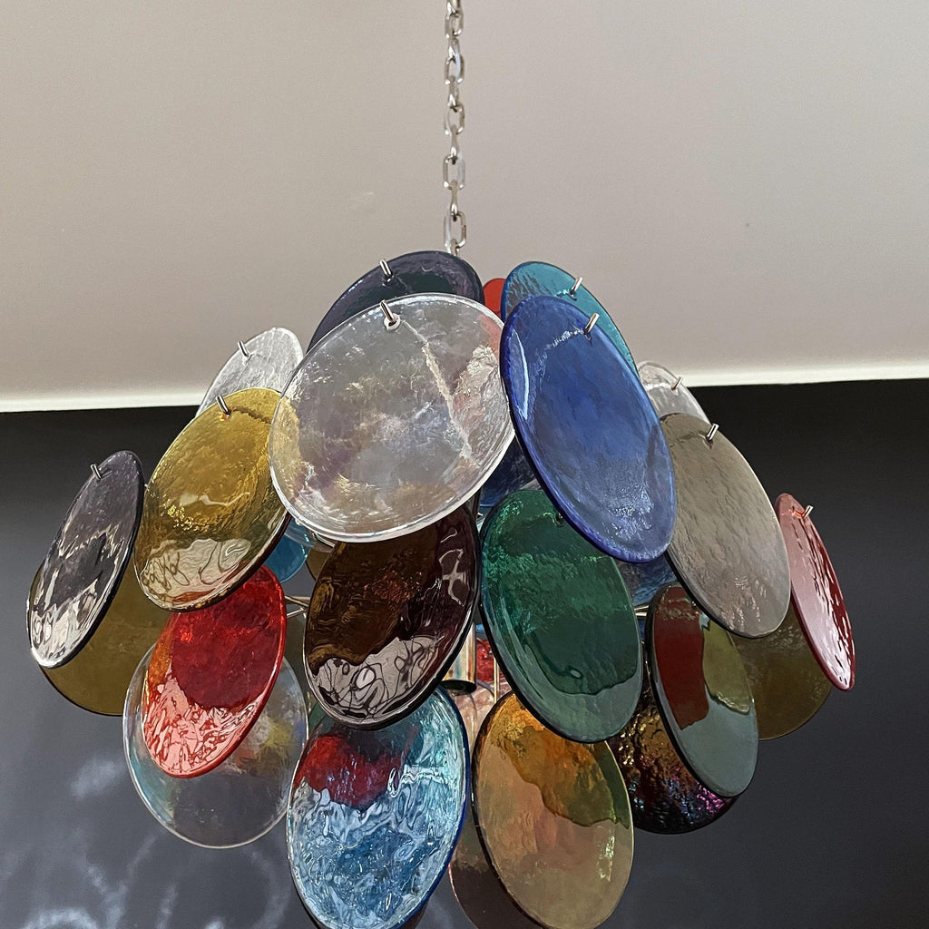 Murano Multicolored Disc Chandelier 36
