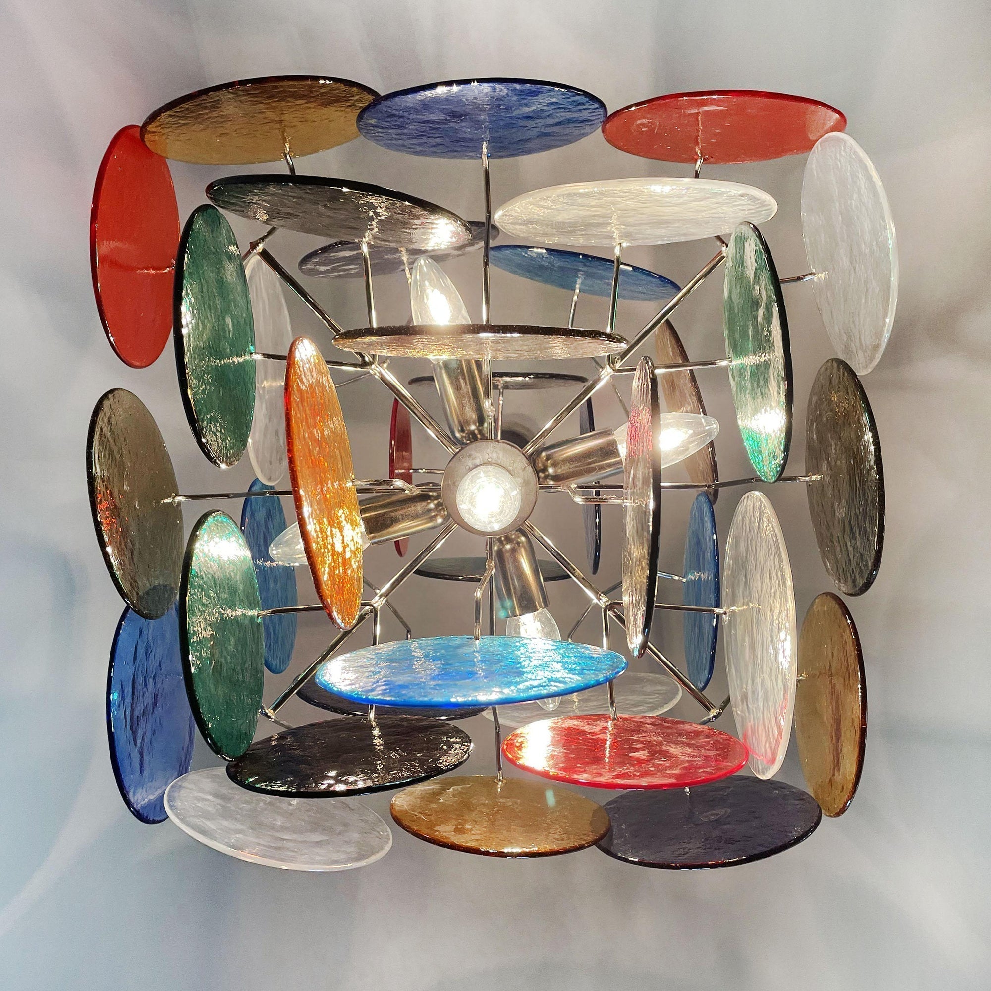 Murano Multicolored Disc Chandelier 36