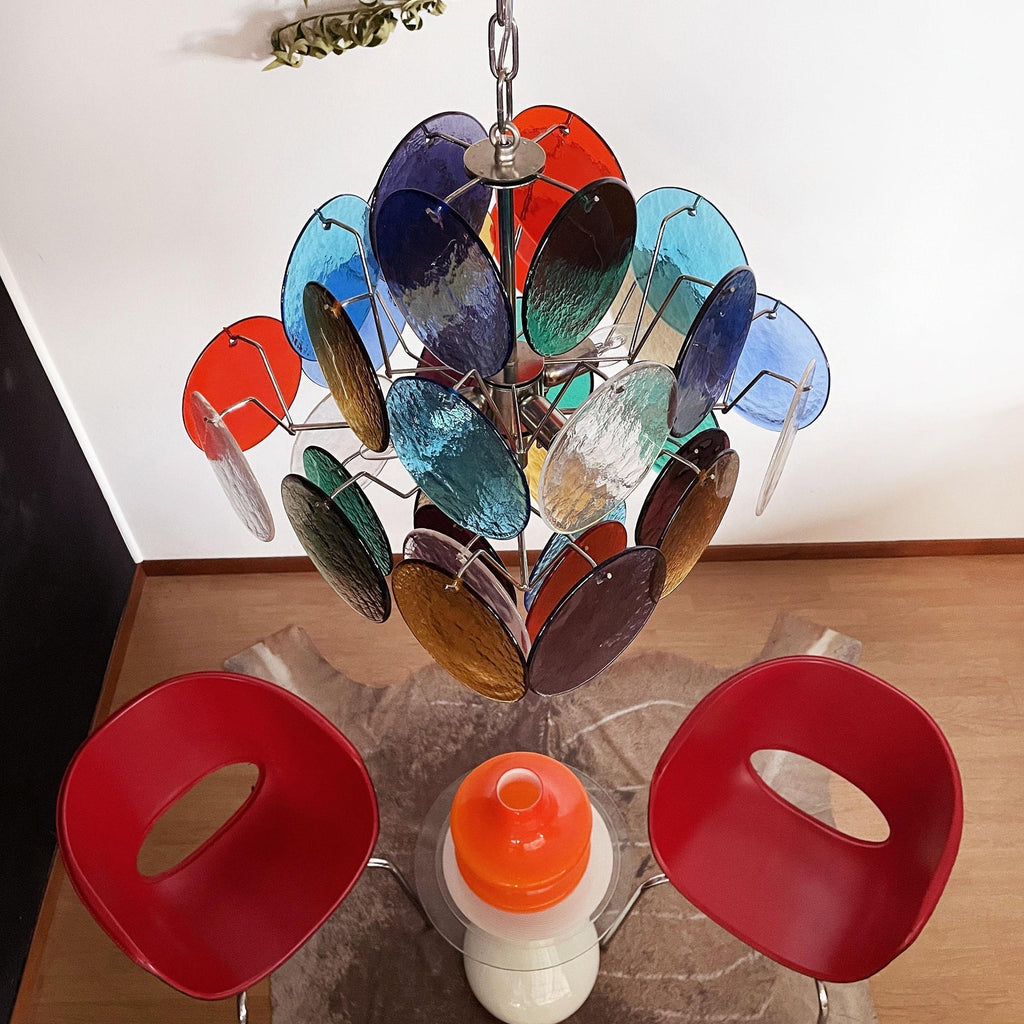 Murano Multicolored Disc Chandelier 36