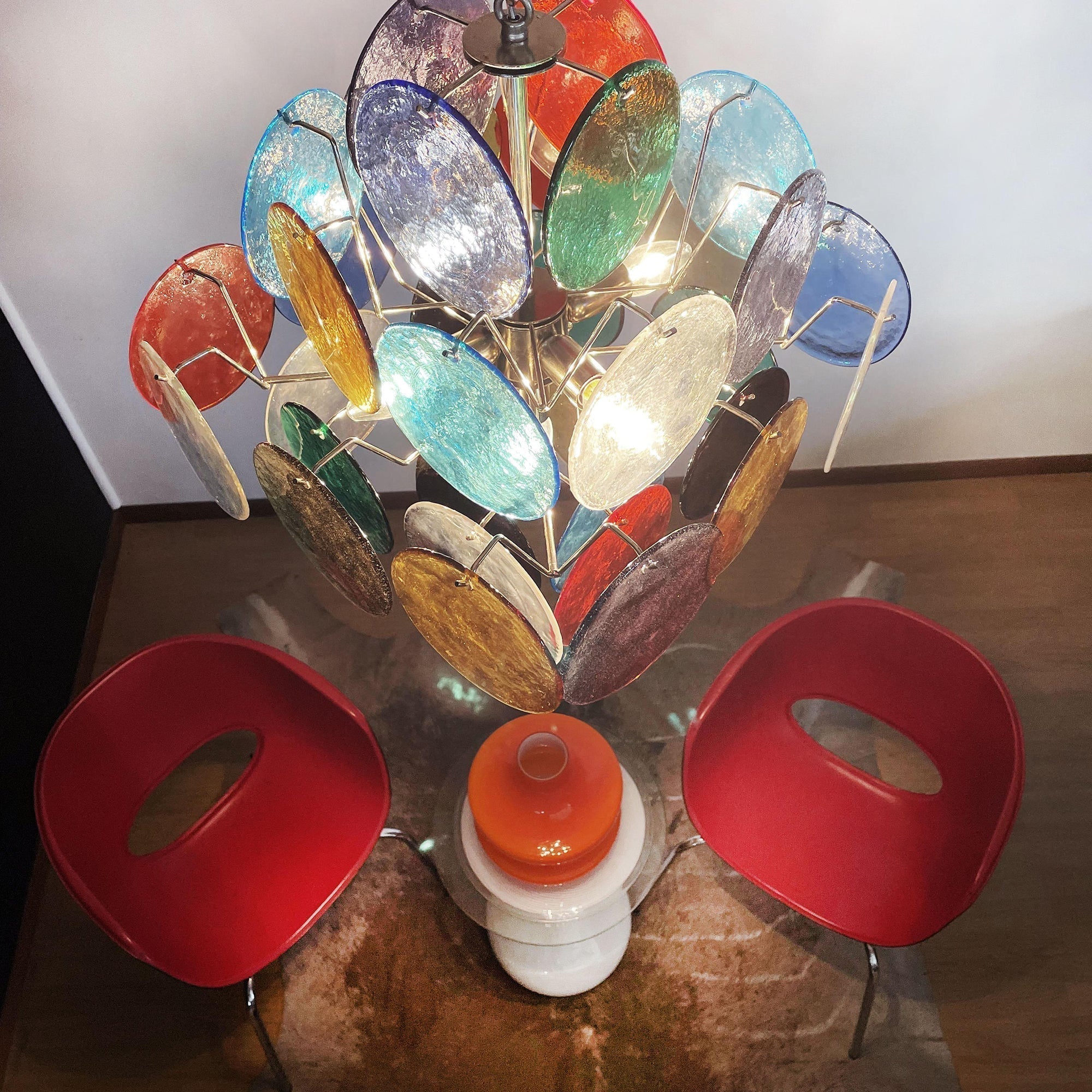 Murano Multicolored Disc Chandelier 36