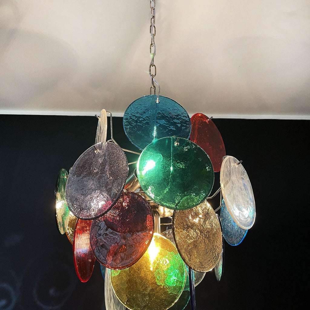 Murano Multicolored Disc Chandelier 24
