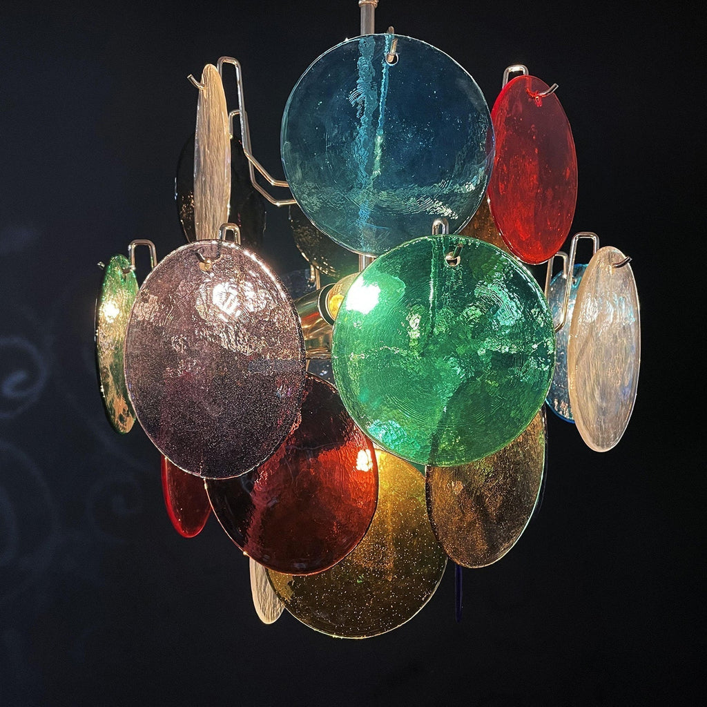 Murano Multicolored Disc Chandelier 24
